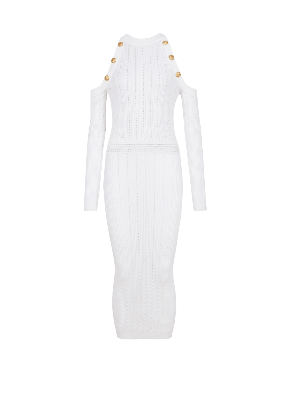 Women\'s Balmain Mid-length Knit Dress White | USA 5yUCaHGm