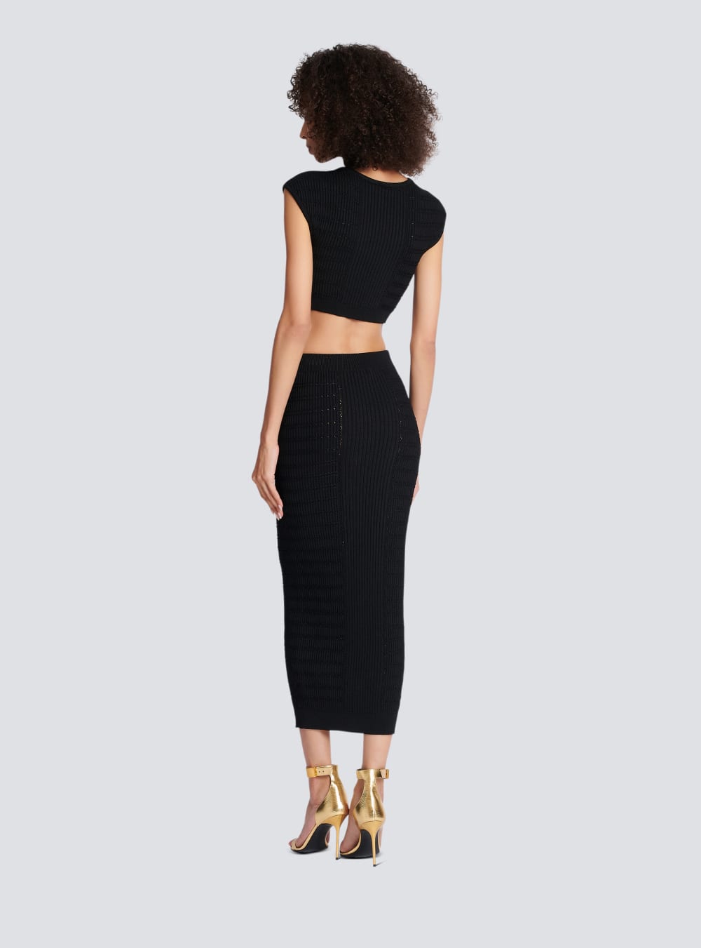 Women's Balmain Midi Knit Skirts Black | USA SVPclmpV