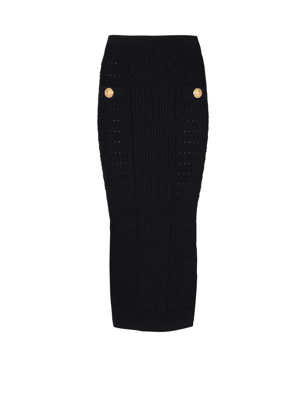 Women\'s Balmain Midi Knit Skirts Black | USA SVPclmpV