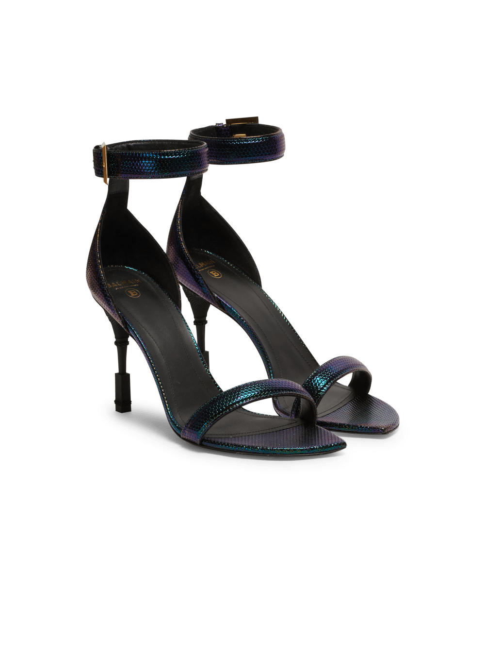 Women's Balmain Moneta Iridescent Leather Sandals Multicolor | USA vGdPedbF