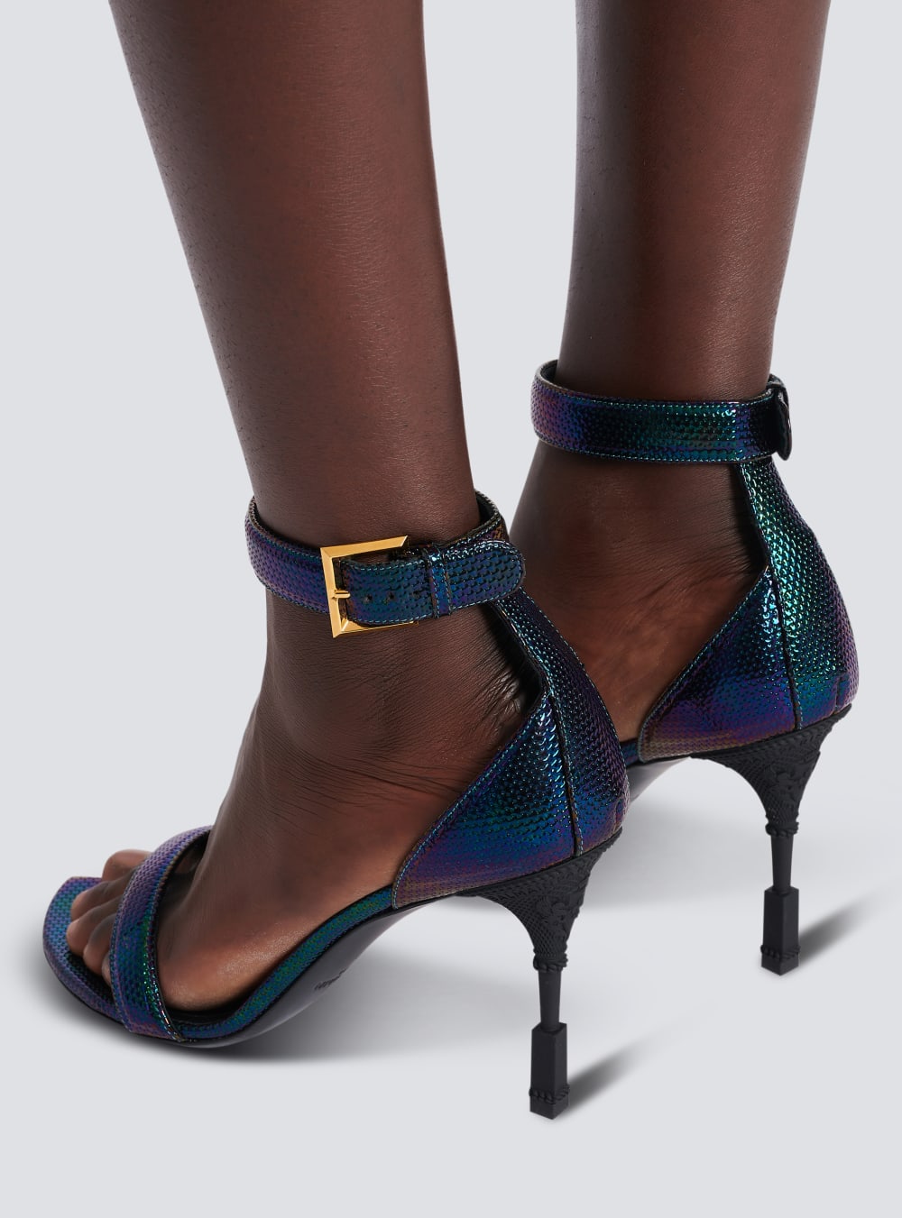 Women's Balmain Moneta Iridescent Leather Sandals Multicolor | USA vGdPedbF