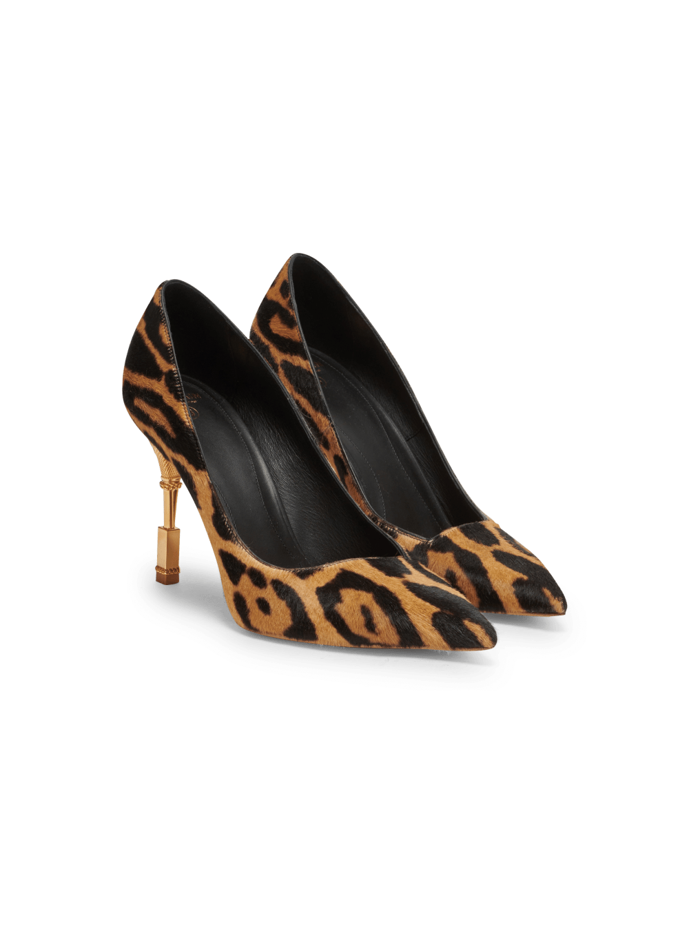 Women's Balmain Moneta Leopard Print Leather High Heels Brown | USA NJnaHKA7