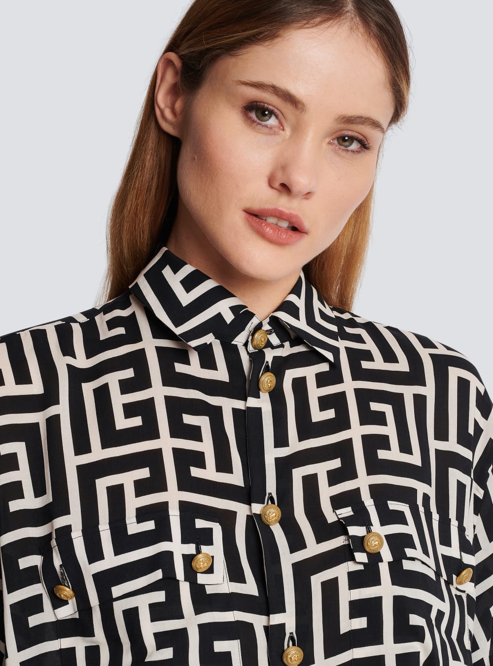 Women's Balmain Monogrammed Flowing Shirts Black | USA hsVCoEsH