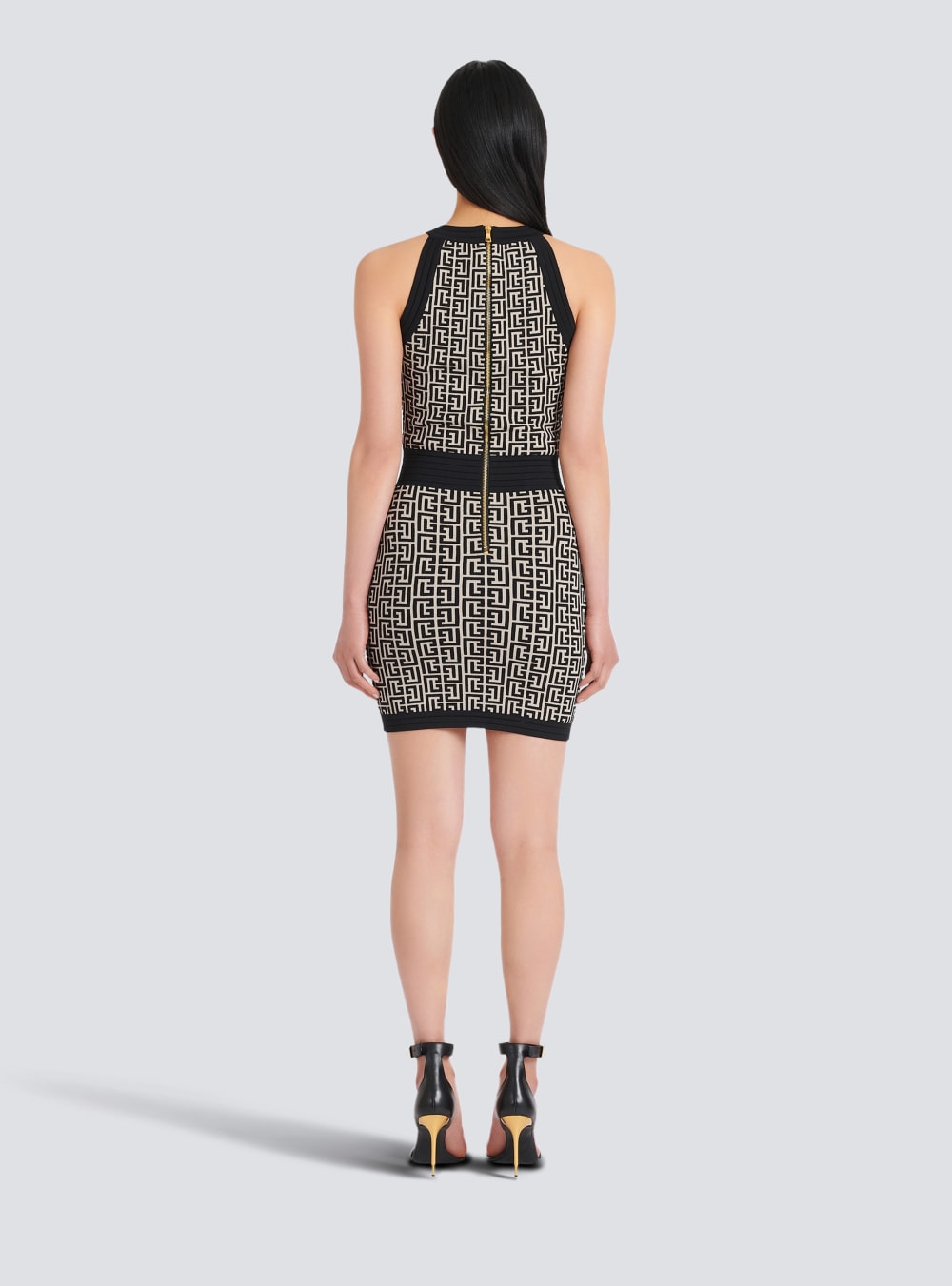 Women's Balmain Monogrammed Knit Dress Black | USA 0ZjTMIbP