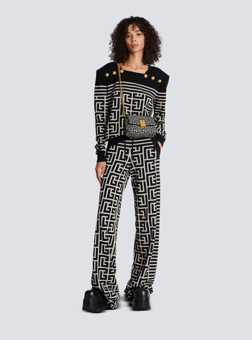 Women's Balmain Monogrammed Knit Trousers Black | USA WGy2cxRu