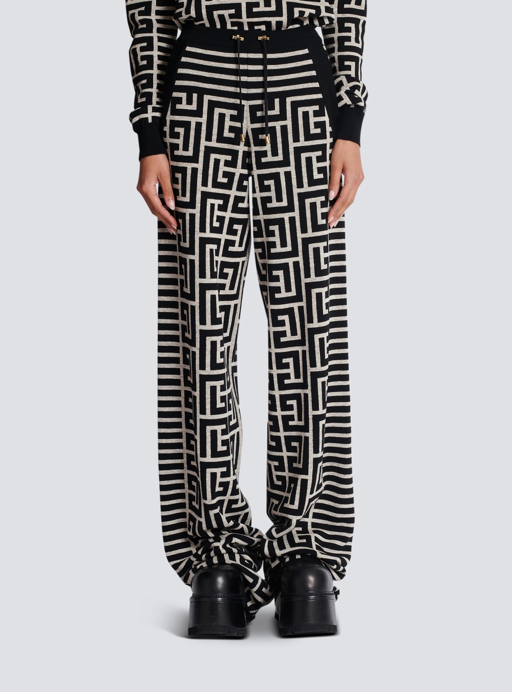 Women's Balmain Monogrammed Knit Trousers Black | USA WGy2cxRu