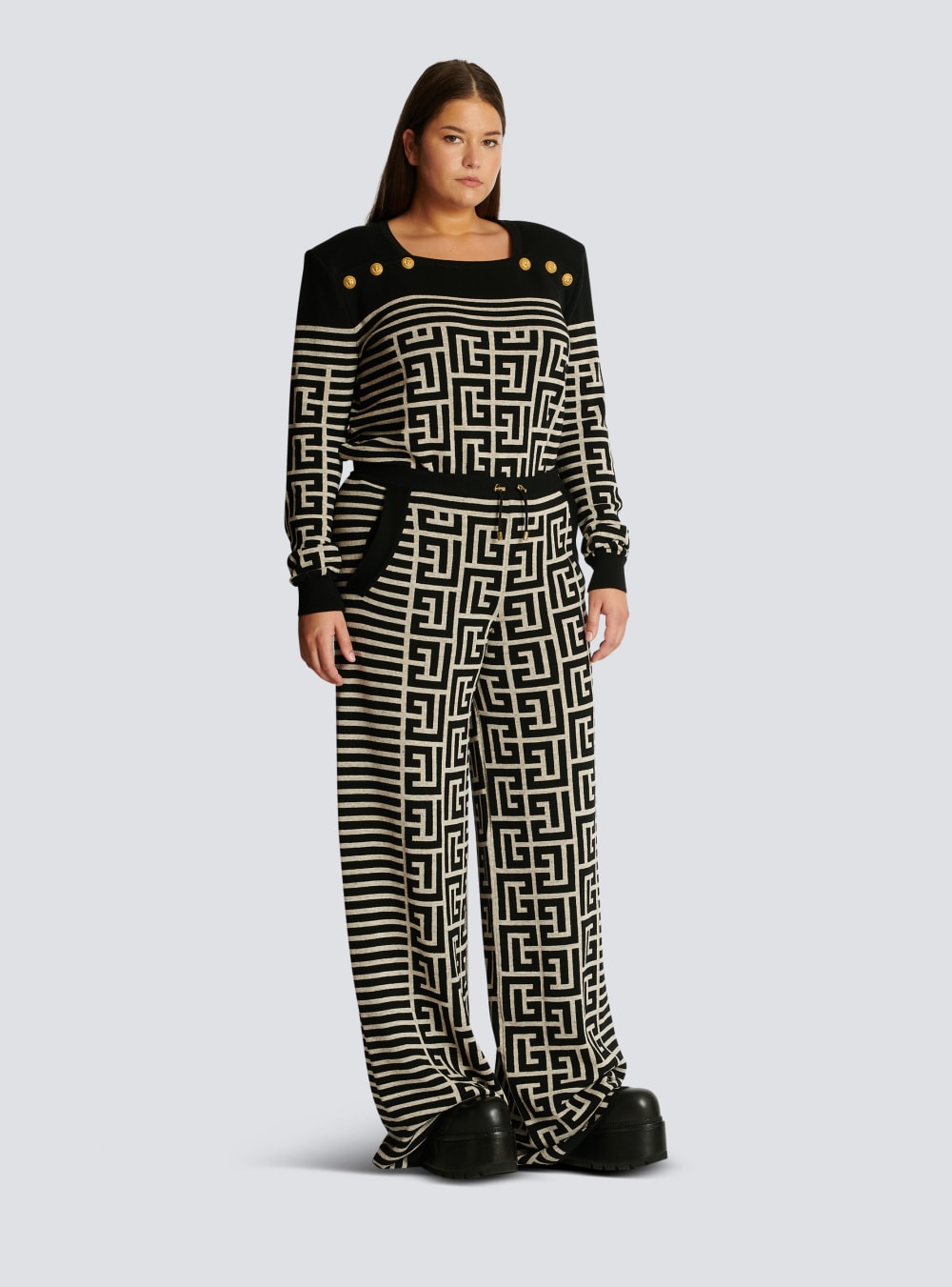 Women's Balmain Monogrammed Knit Trousers Black | USA WGy2cxRu