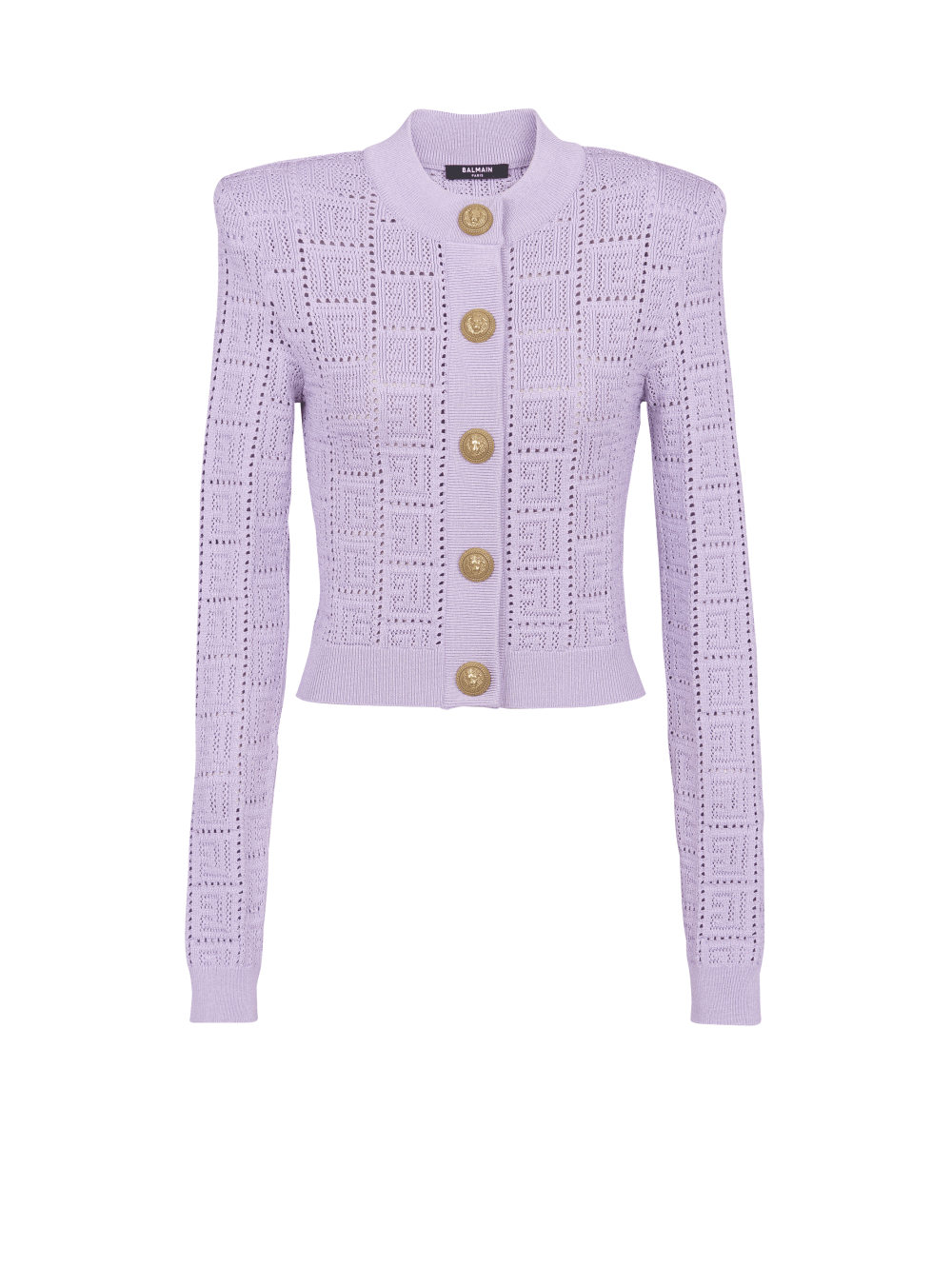 Women\'s Balmain Monogrammed Openwork Knit Cardigan Purple | USA vadSmmVc