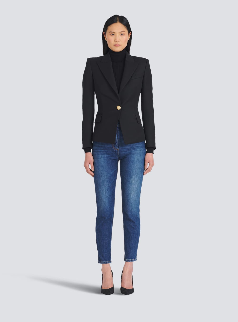 Women's Balmain One-button Wool Blazers Black | USA L9qKd8oh