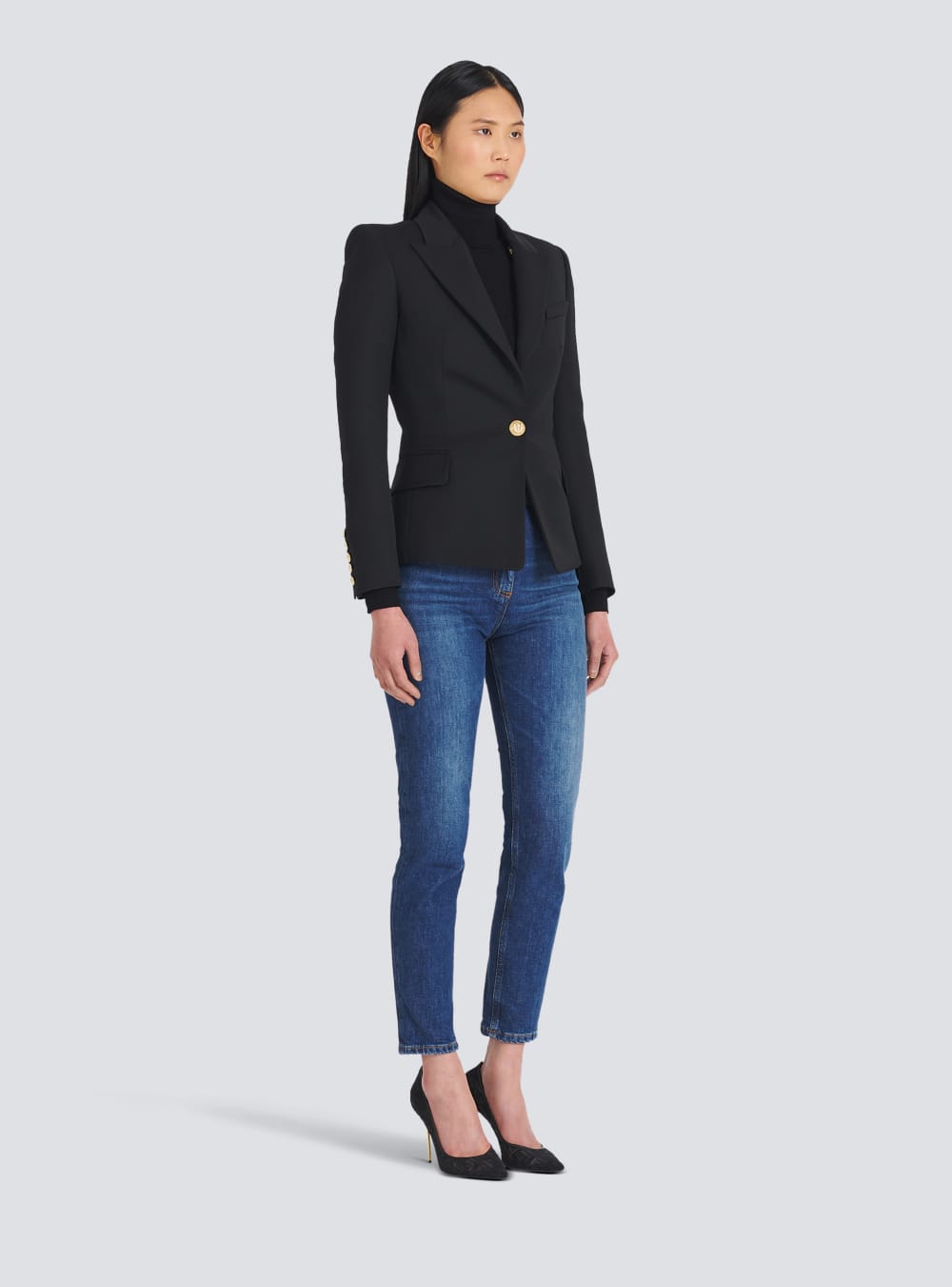 Women's Balmain One-button Wool Blazers Black | USA L9qKd8oh