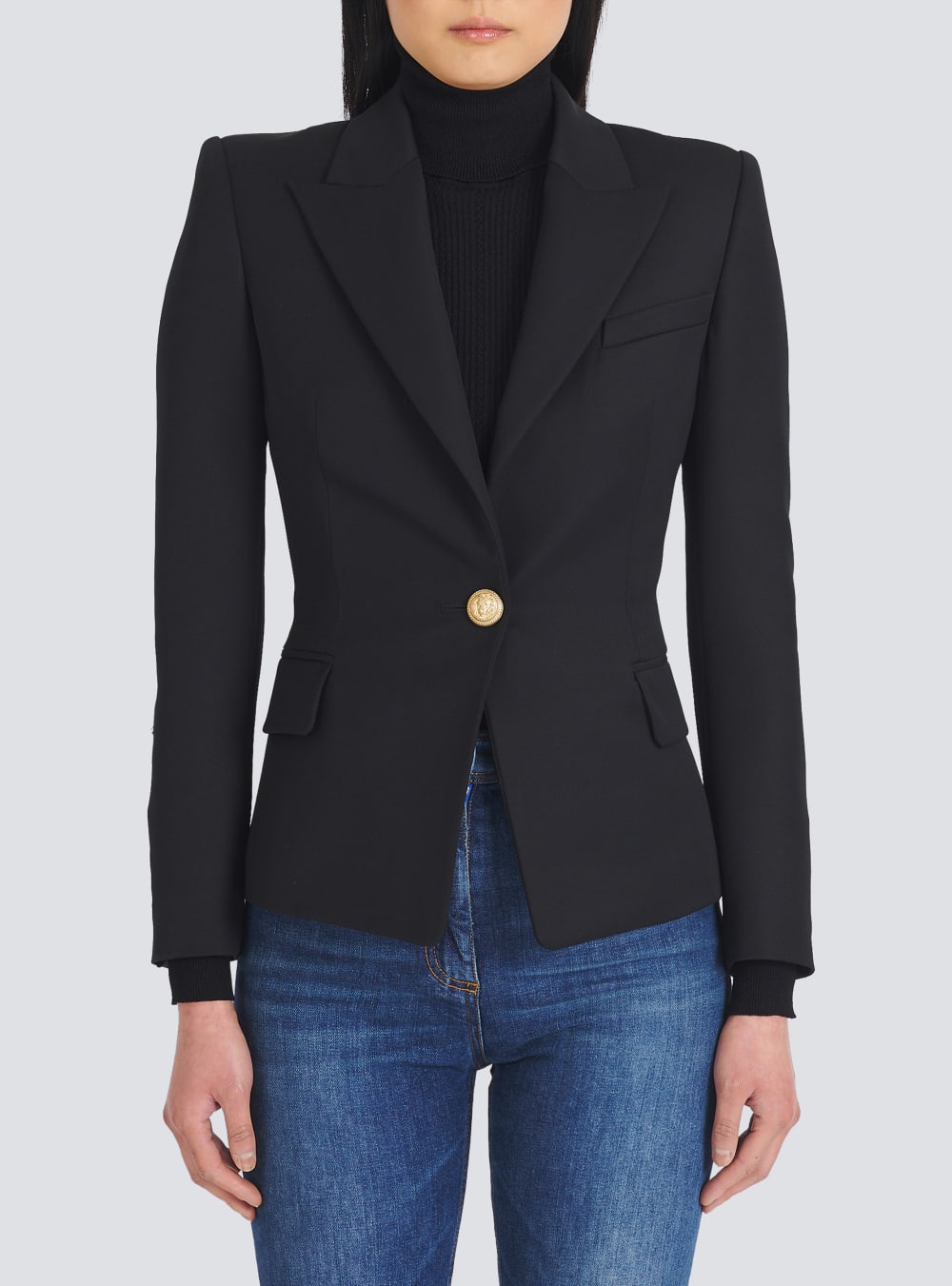 Women's Balmain One-button Wool Blazers Black | USA L9qKd8oh