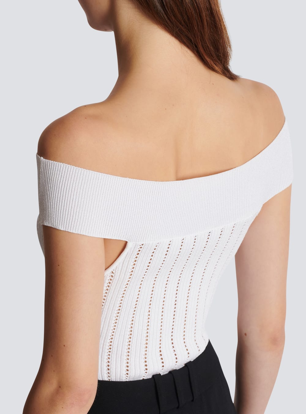 Women's Balmain Openwork Knit Tops White | USA 1AFjFBoC