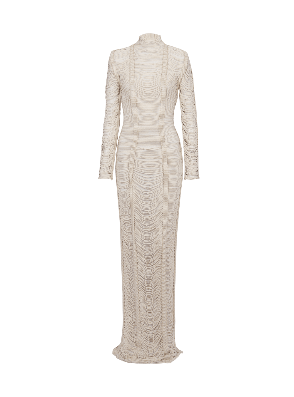 Women\'s Balmain Openwork Macramé Maxi Dress Beige | USA ztU0gD2Q