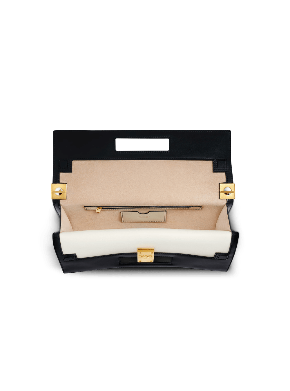 Women's Balmain Oversized Black And White Leather 1945 Heritage Shoulder Bags White | USA 4vYqQUYh