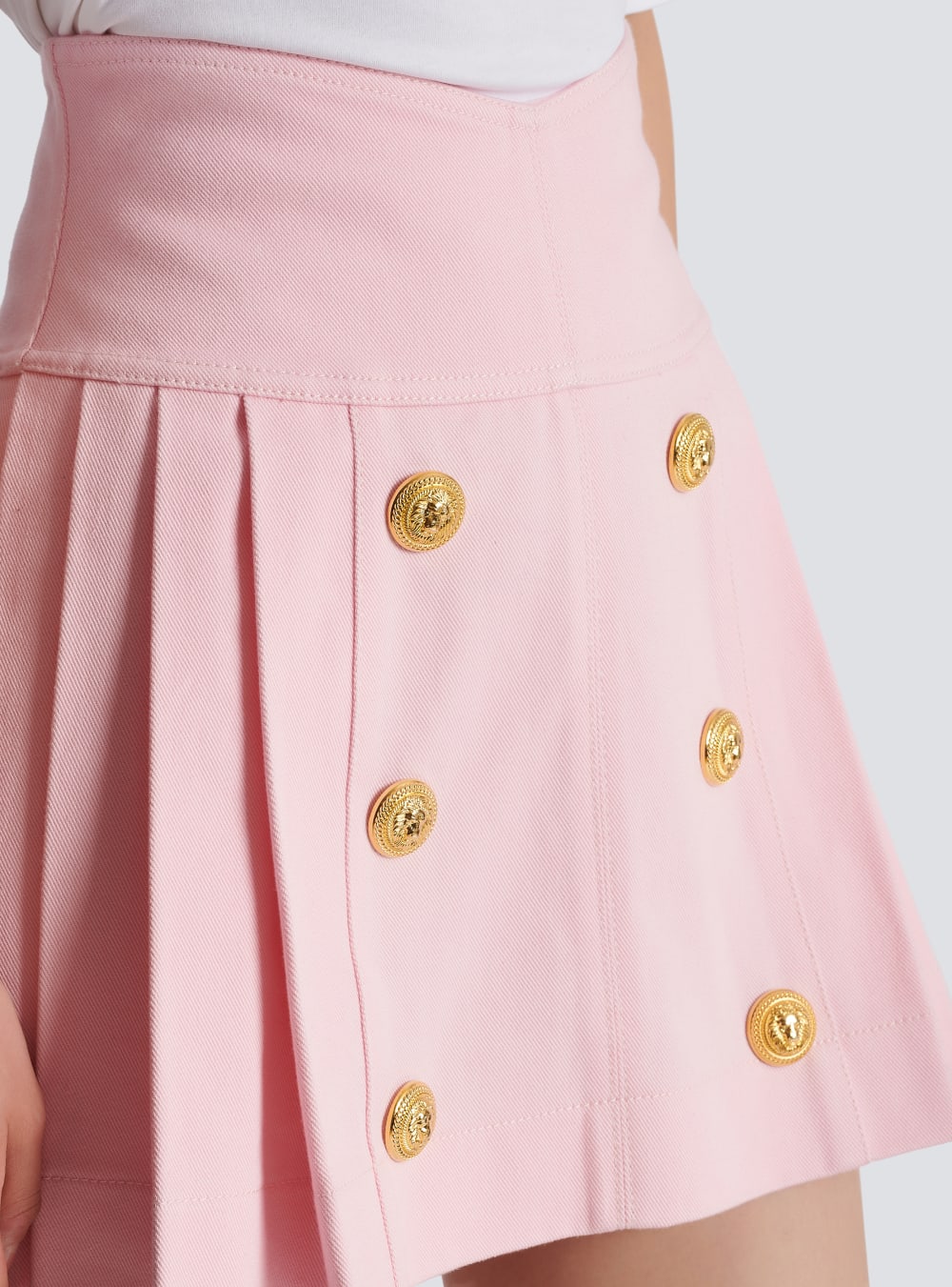 Women's Balmain Pleated Denim Skirts Pink | USA BWvI2Fco