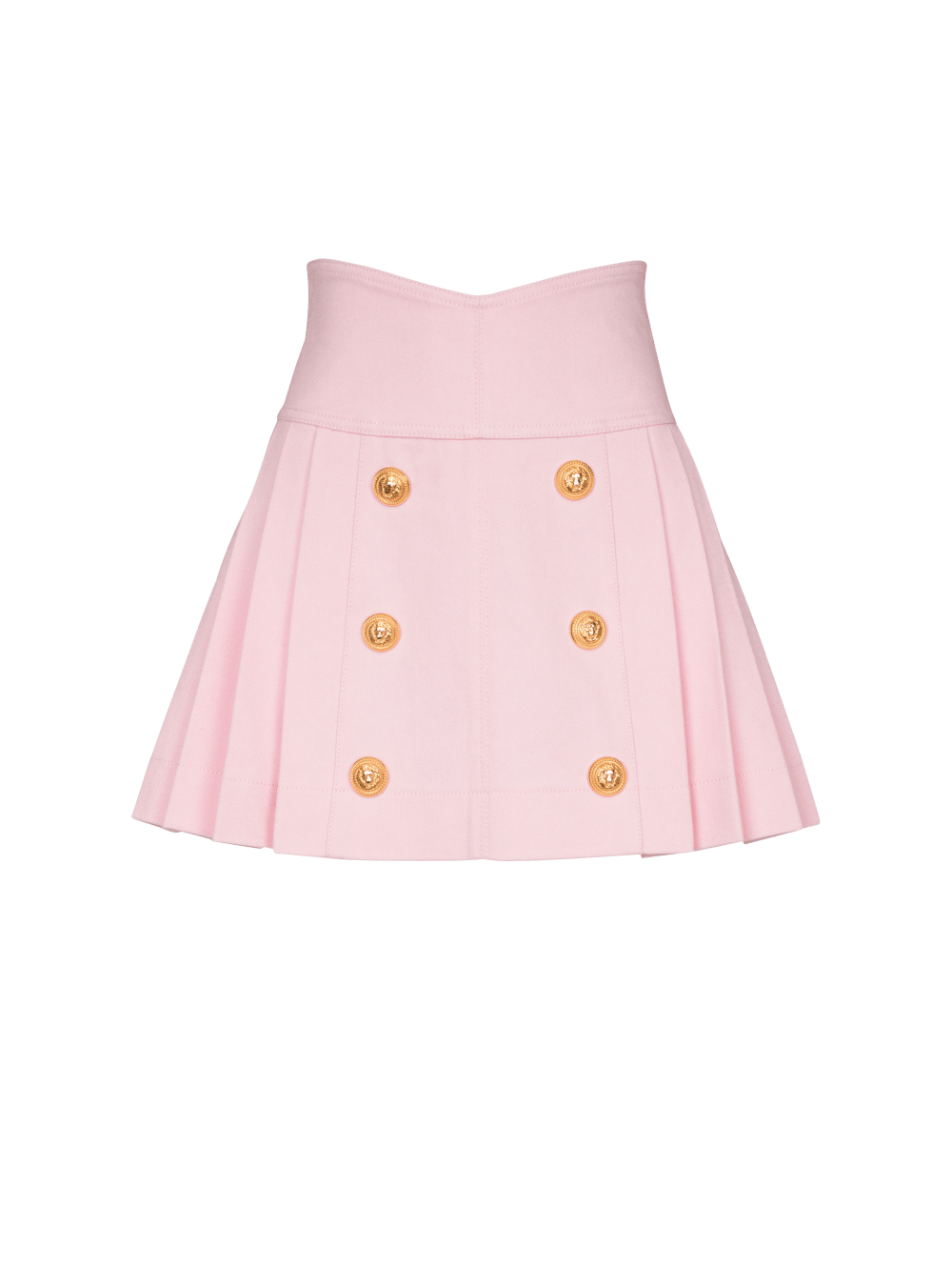 Women\'s Balmain Pleated Denim Skirts Pink | USA BWvI2Fco