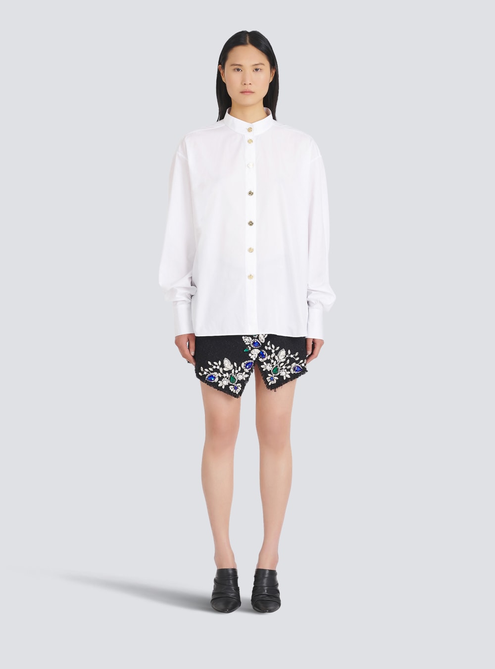 Women's Balmain Poplin Shirts White | USA 9lD606cI