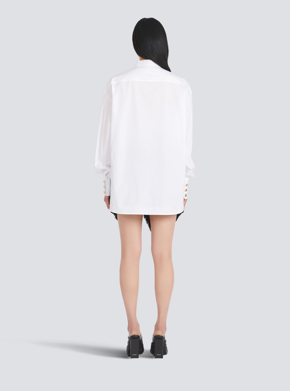 Women's Balmain Poplin Shirts White | USA 9lD606cI