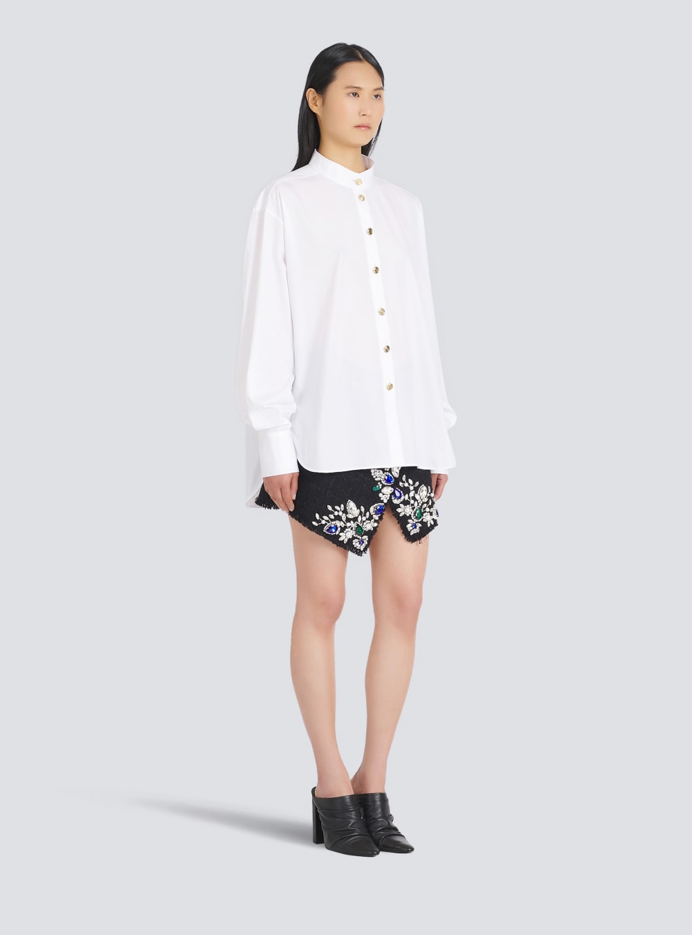 Women's Balmain Poplin Shirts White | USA 9lD606cI