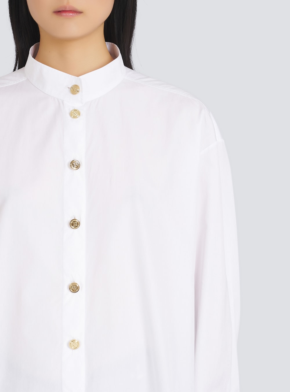 Women's Balmain Poplin Shirts White | USA 9lD606cI