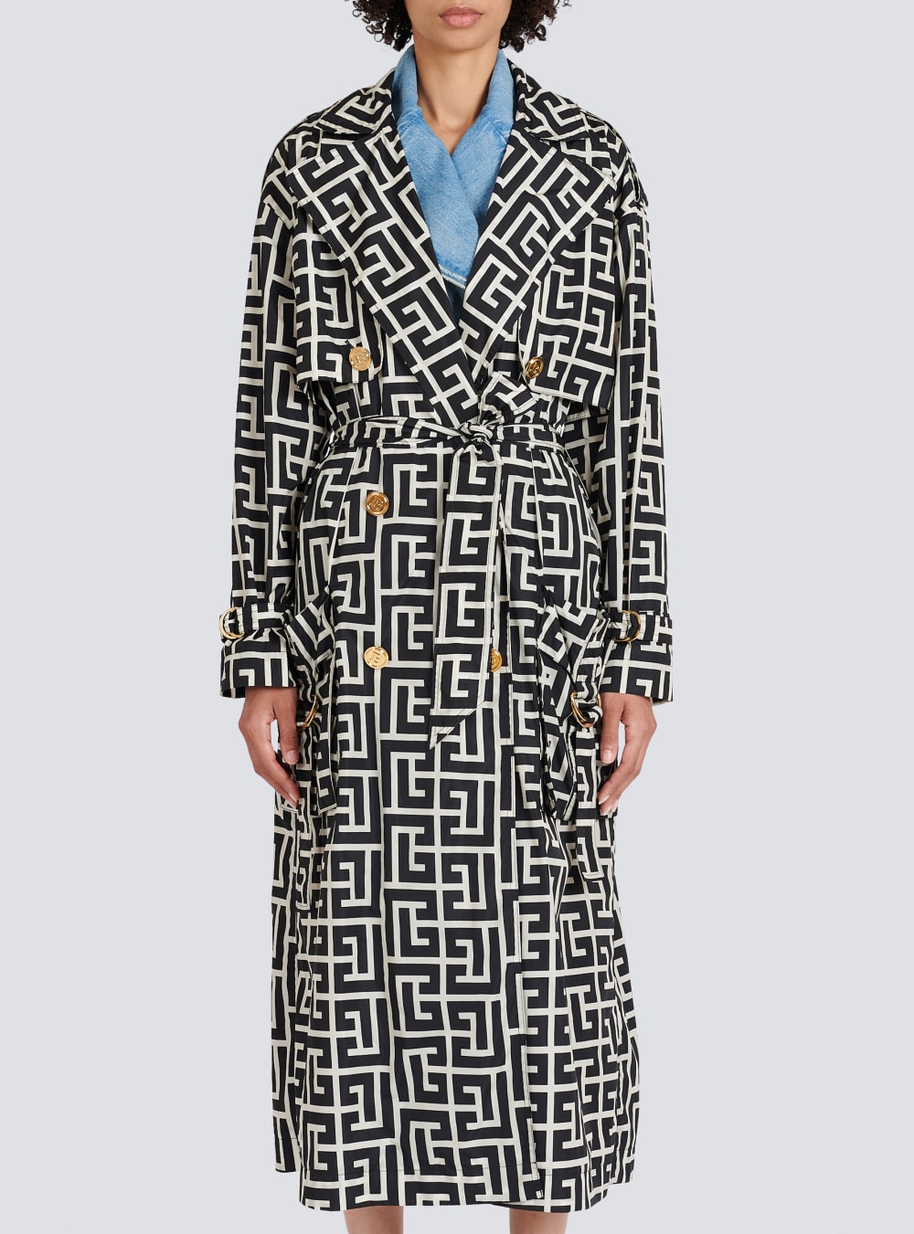 Women's Balmain Print Monogram Trench Jackets Black | USA GypywfiN