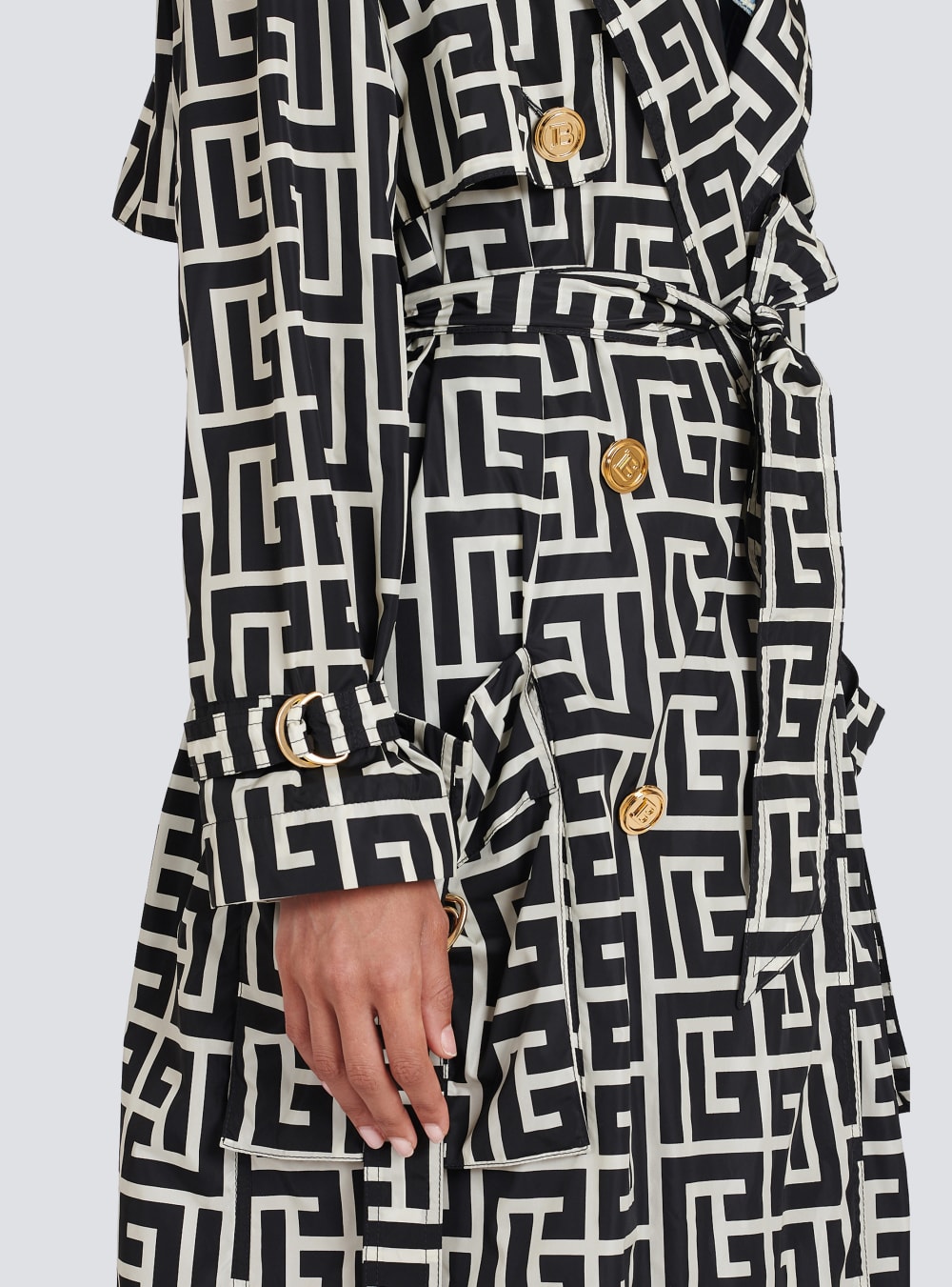 Women's Balmain Print Monogram Trench Jackets Black | USA GypywfiN