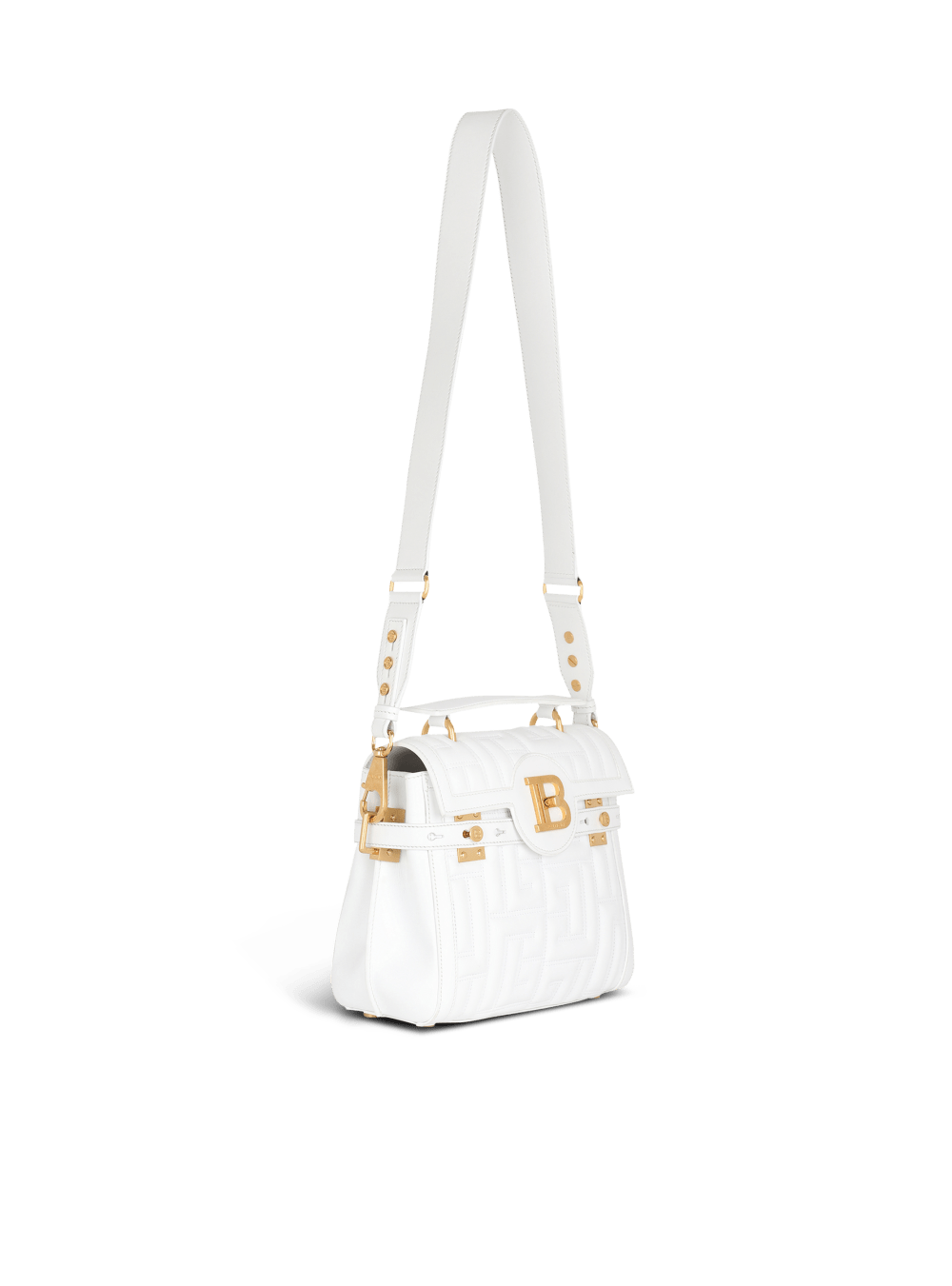 Women's Balmain Quilted Leather B-Buzz 23 Handbag White | USA HLfbnaMb