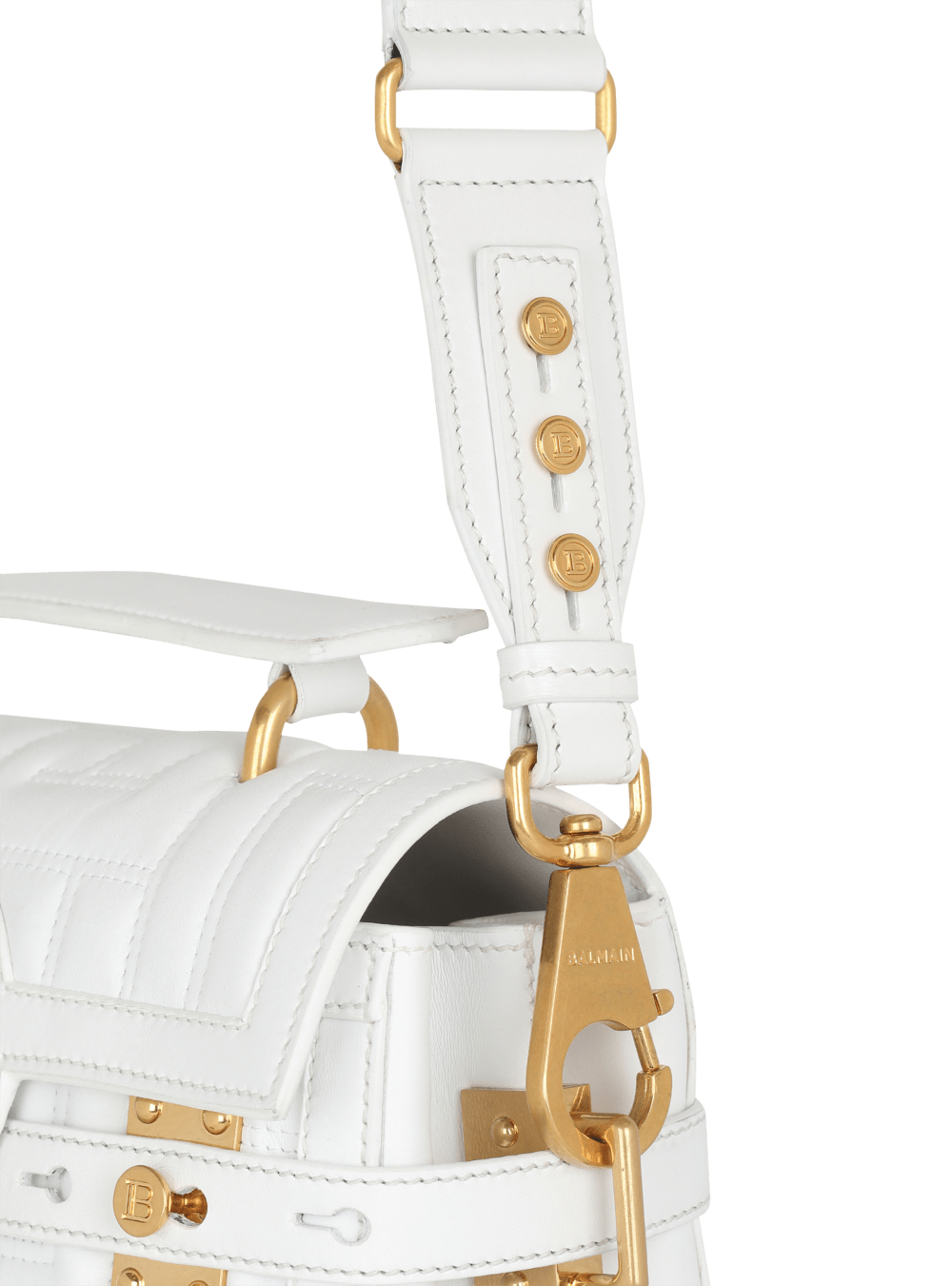 Women's Balmain Quilted Leather B-Buzz 23 Handbag White | USA HLfbnaMb