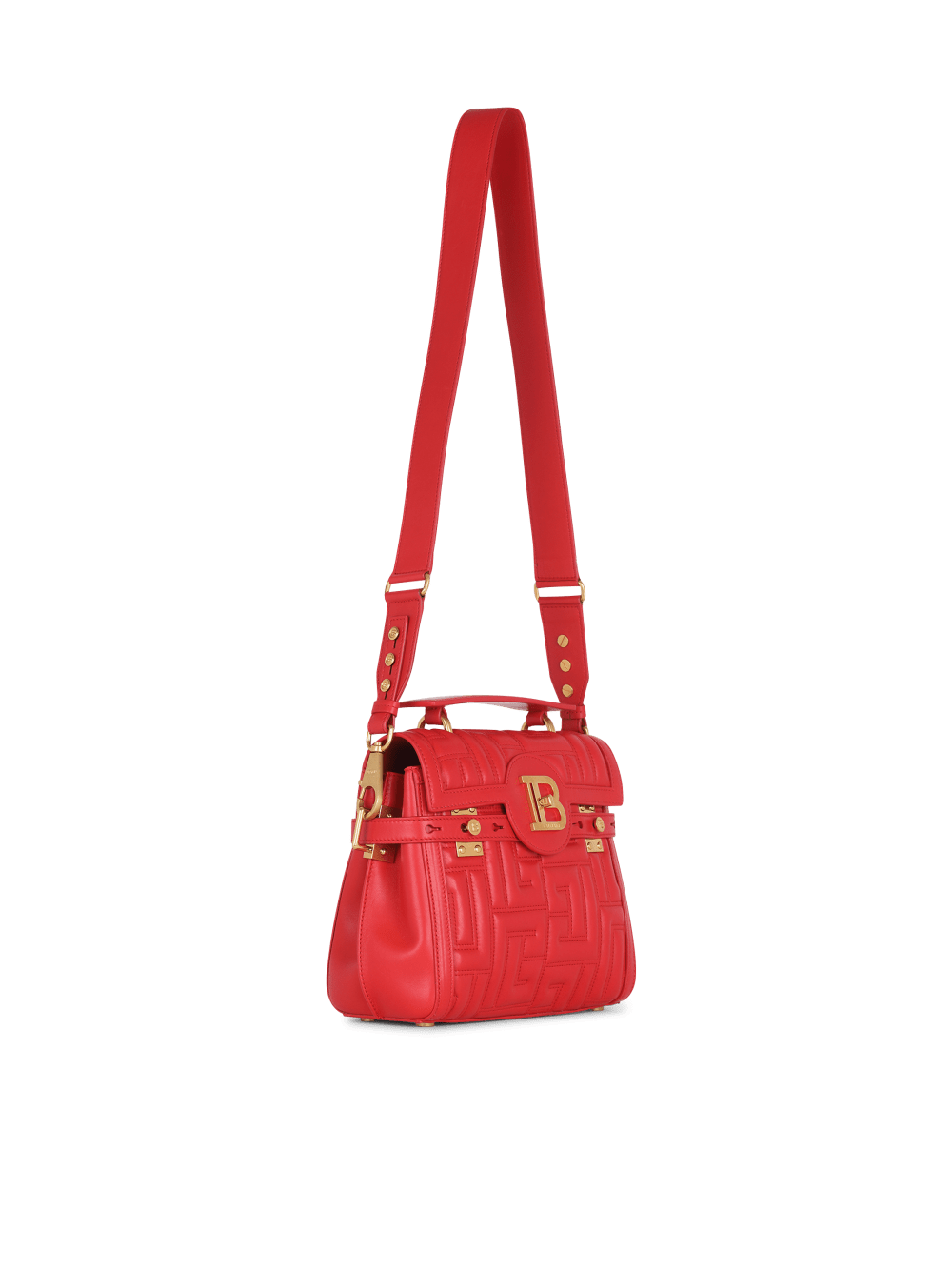 Women's Balmain Quilted Leather B-Buzz 23 Handbag Red | USA g3yj2NRF