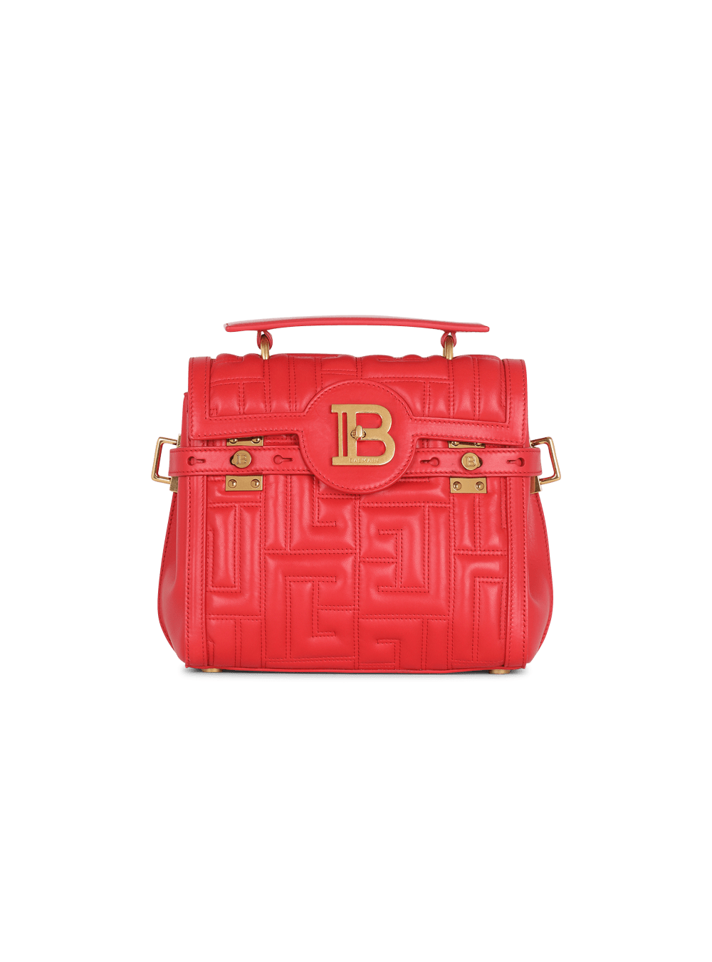 Women\'s Balmain Quilted Leather B-Buzz 23 Handbag Red | USA g3yj2NRF