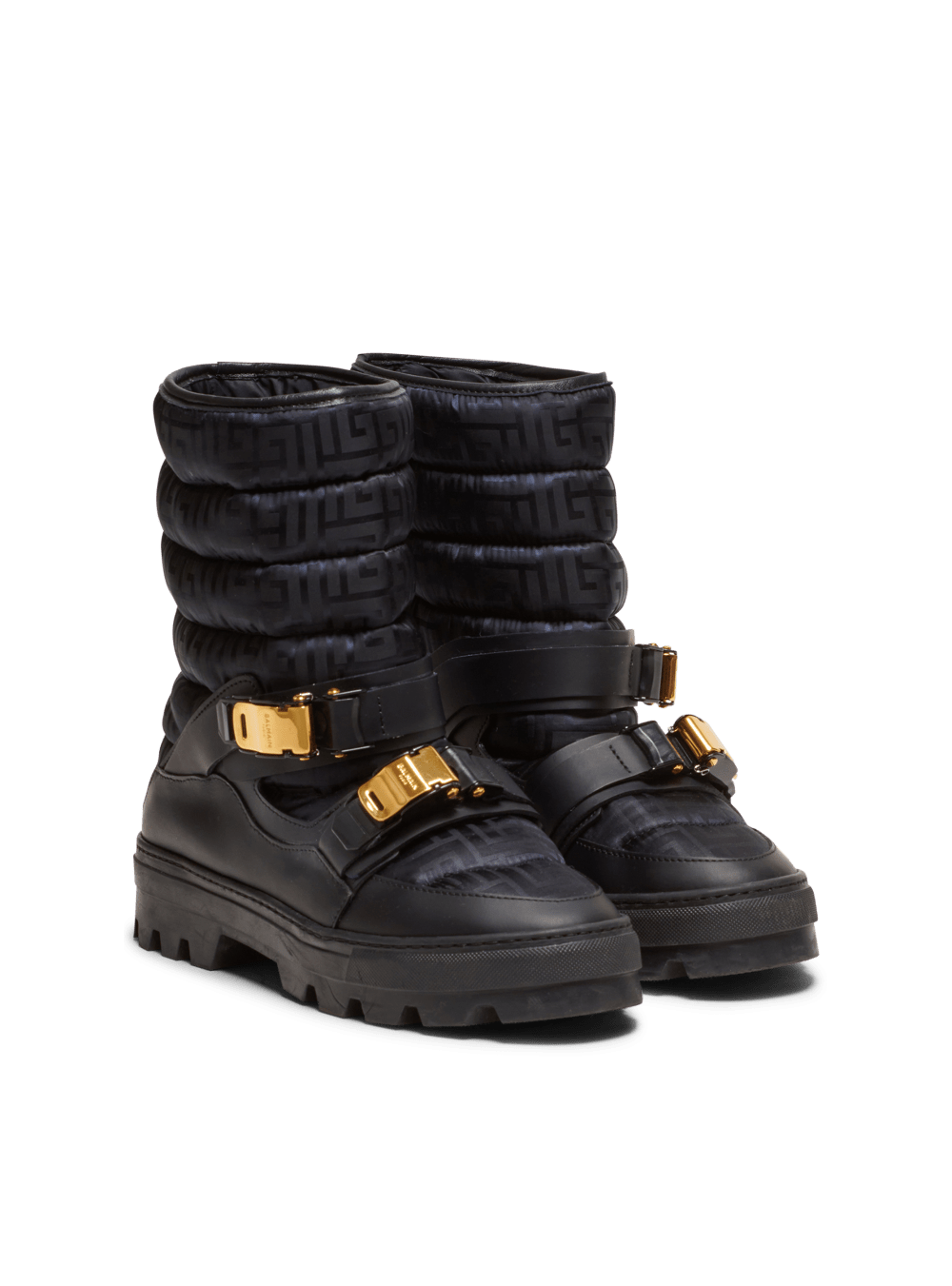 Women's Balmain Rossignol Capsule-Monogram Nylon Après-ski Boots Black | USA knT2r6gM