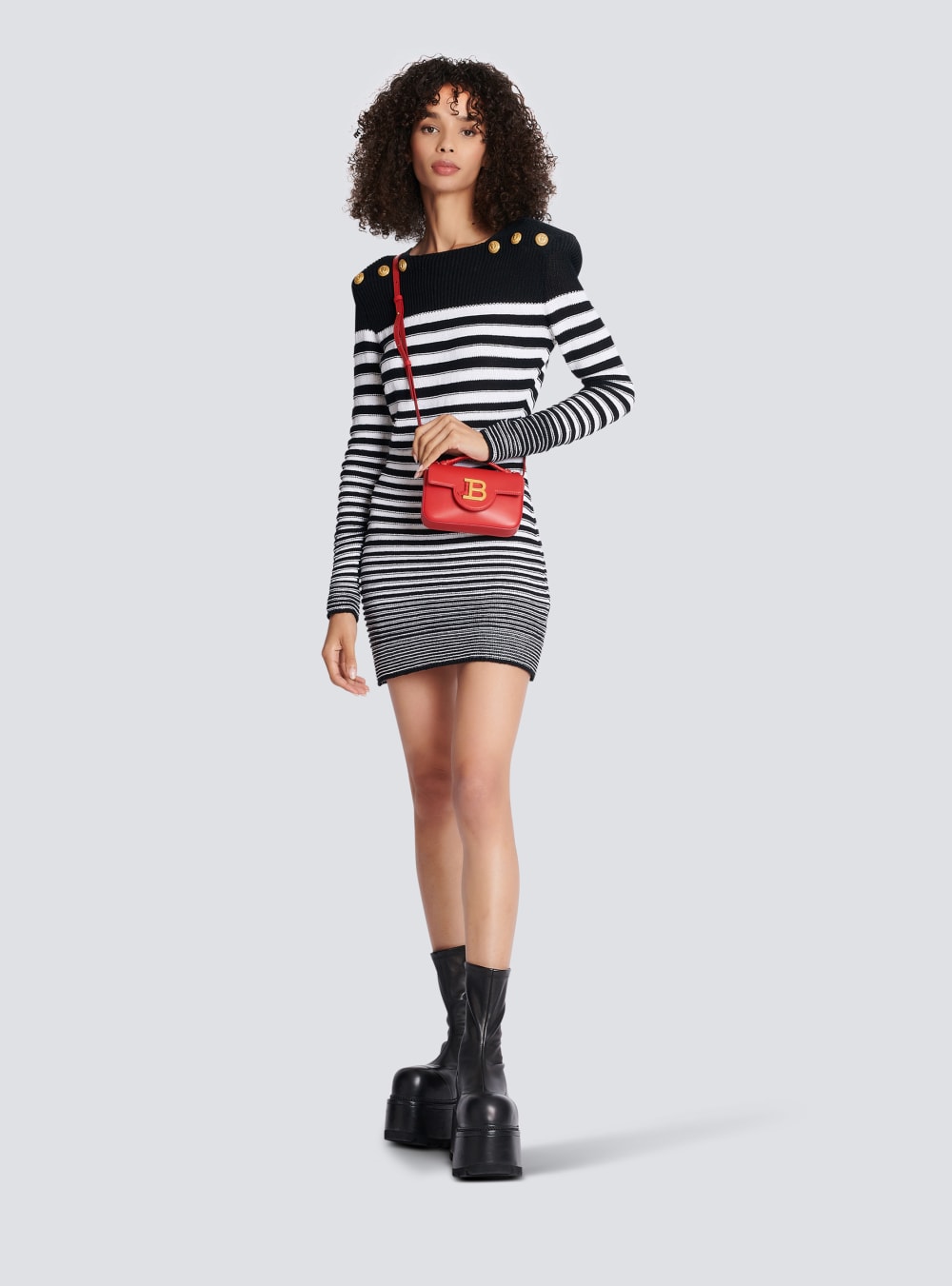 Women's Balmain Sailor Style Knit Dress Black | USA kzhN7PwD