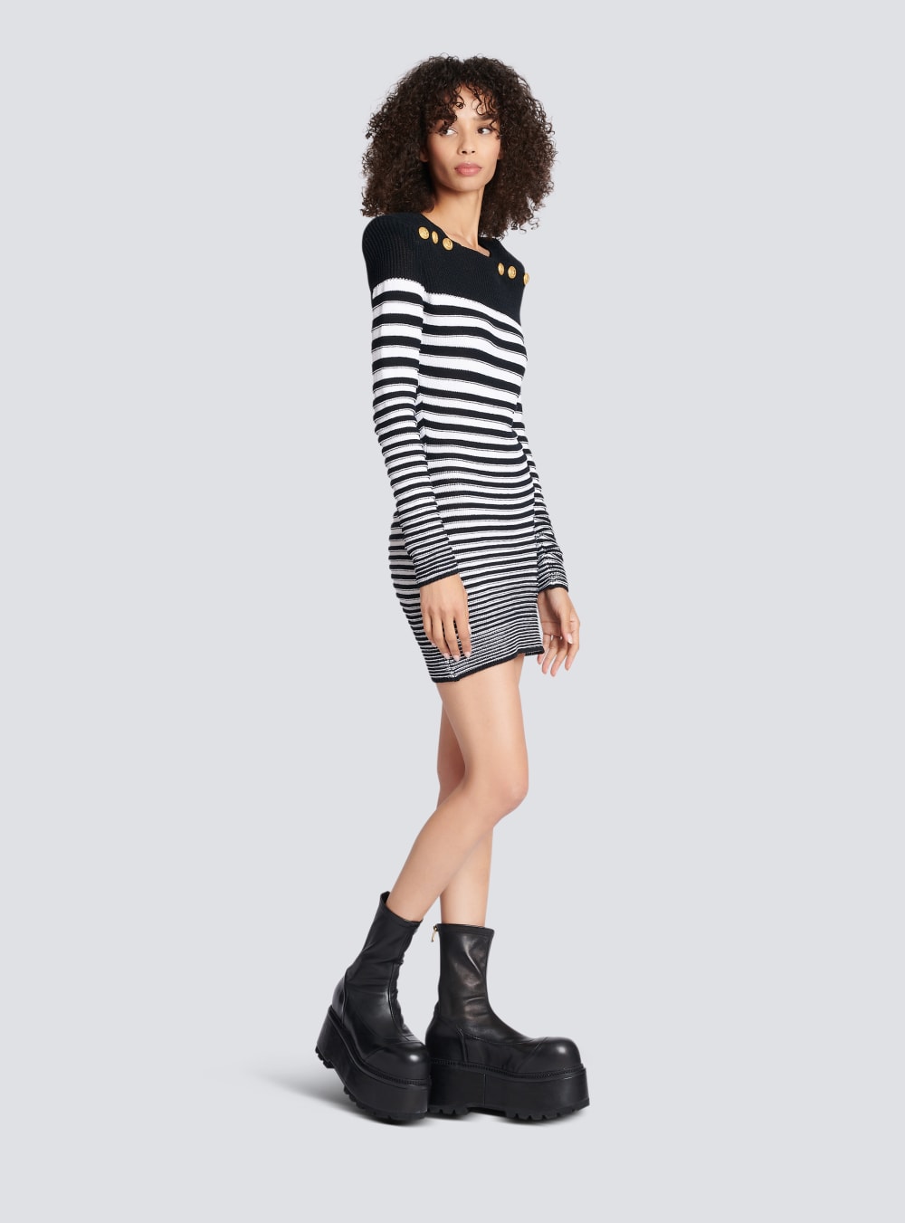 Women's Balmain Sailor Style Knit Dress Black | USA kzhN7PwD