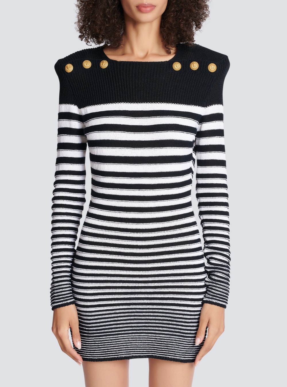 Women's Balmain Sailor Style Knit Dress Black | USA kzhN7PwD