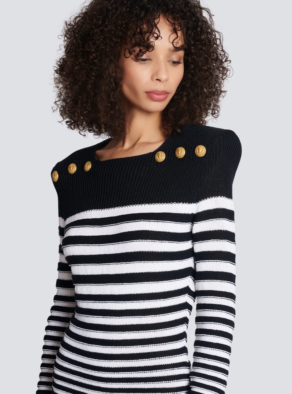 Women's Balmain Sailor Style Knit Dress Black | USA kzhN7PwD