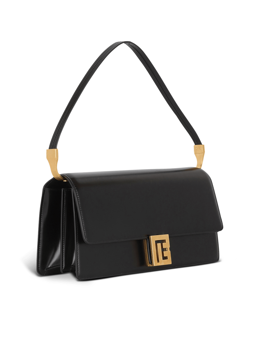 Women's Balmain Shiny Smooth Leather Ely Handbag Black | USA pMOJxMtq