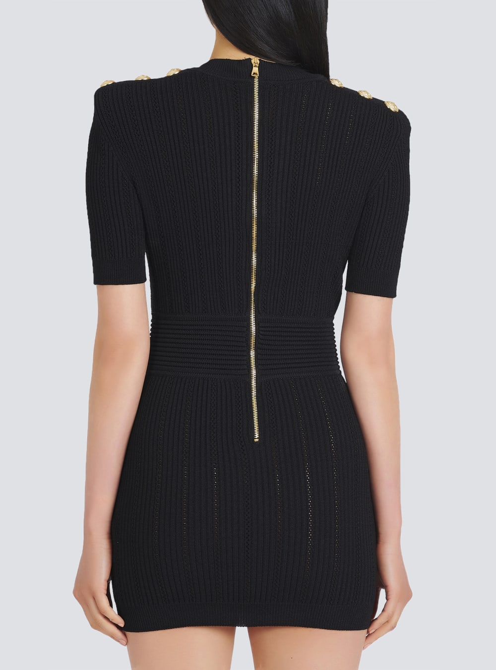 Women's Balmain Short Eco-designed Knit Dress Black | USA c4C1sru9