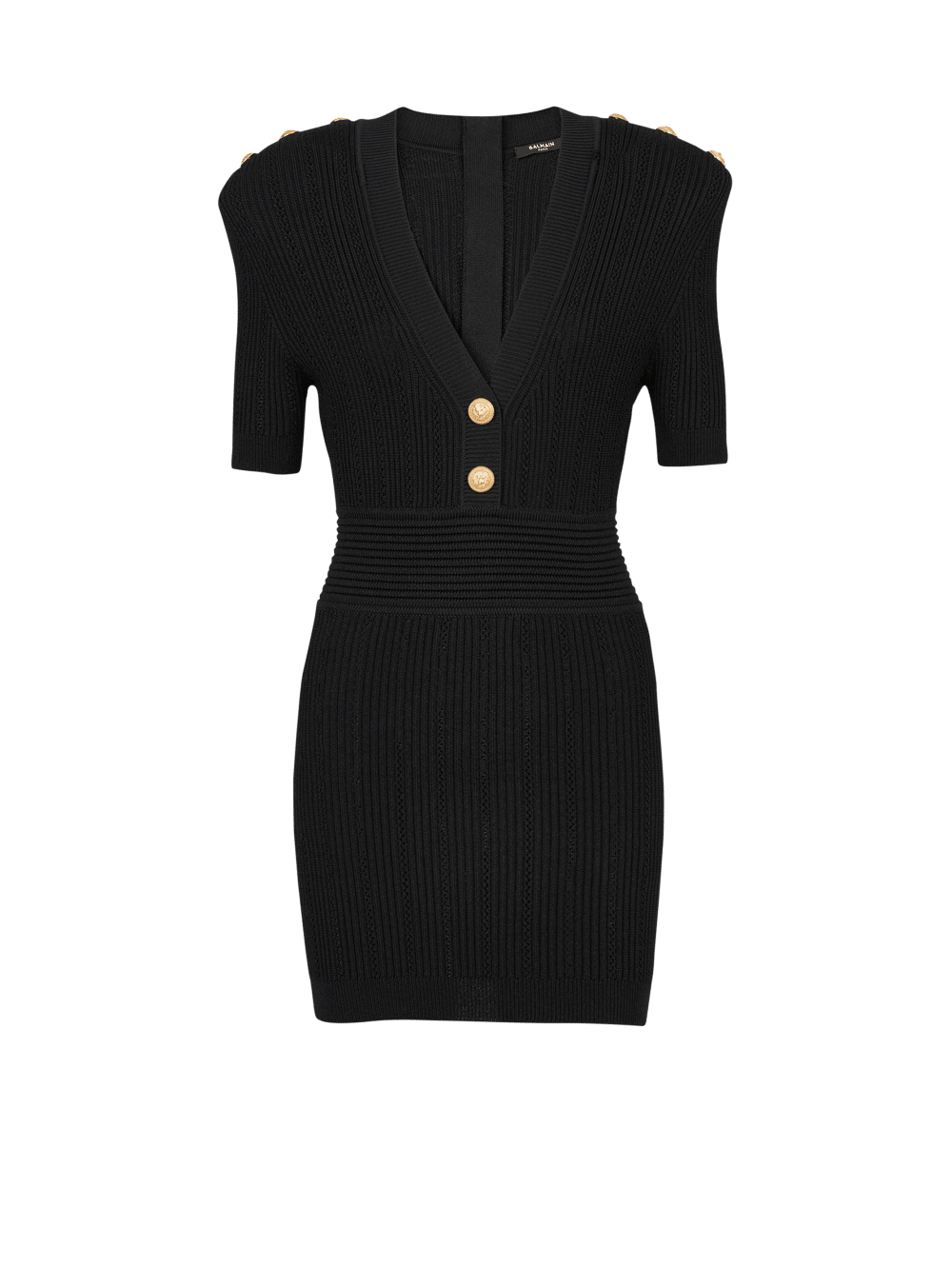 Women\'s Balmain Short Eco-designed Knit Dress Black | USA c4C1sru9