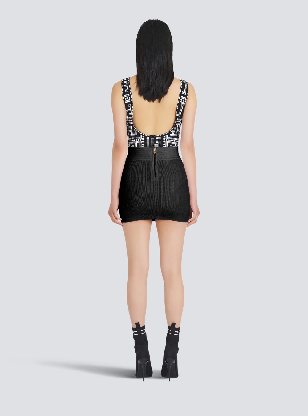 Women's Balmain Short Eco-designed Knit Skirts Black | USA c4PnOpJL