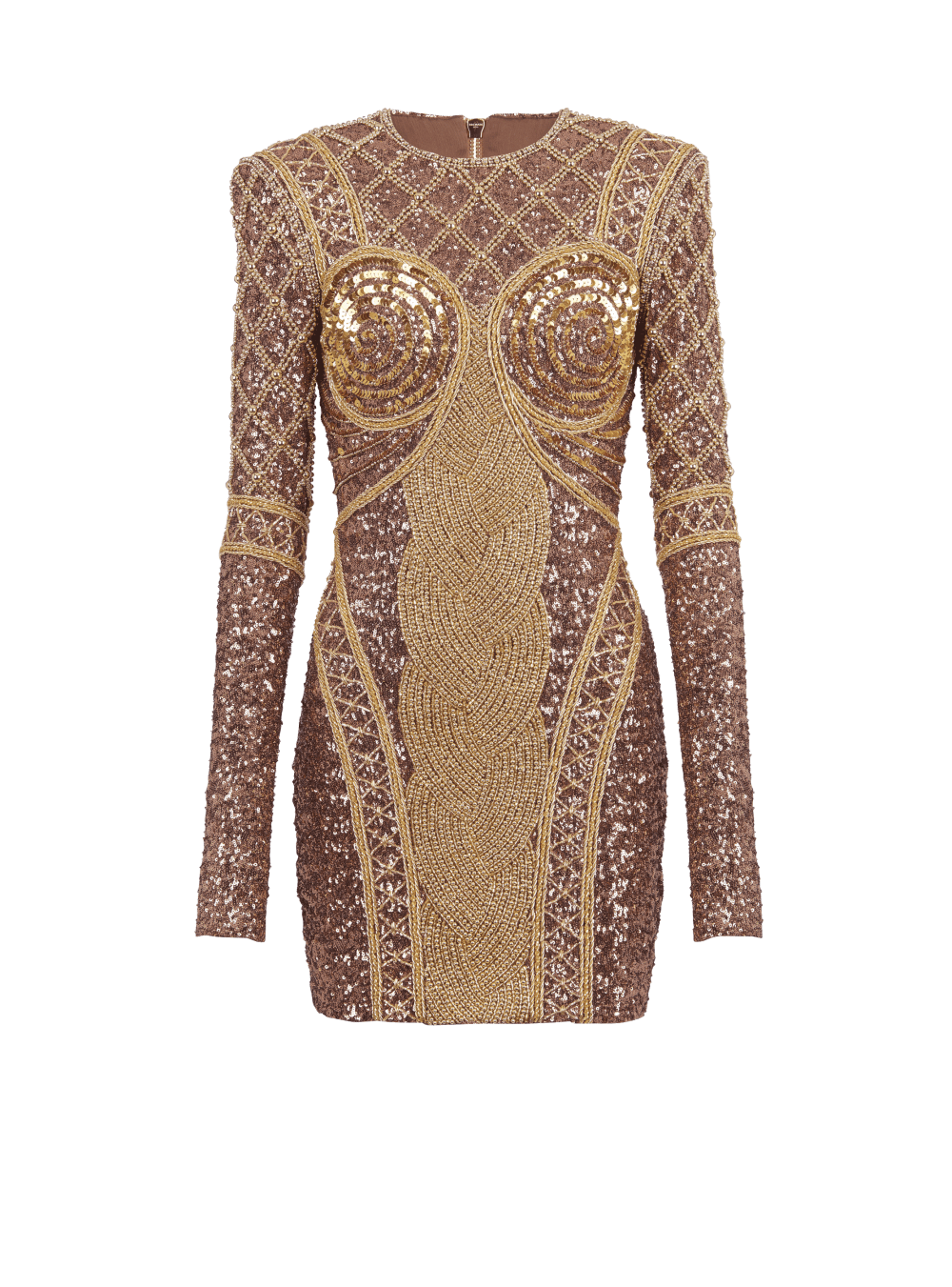 Women\'s Balmain Short Embroidered Dress Gold | USA LIVUP6ST