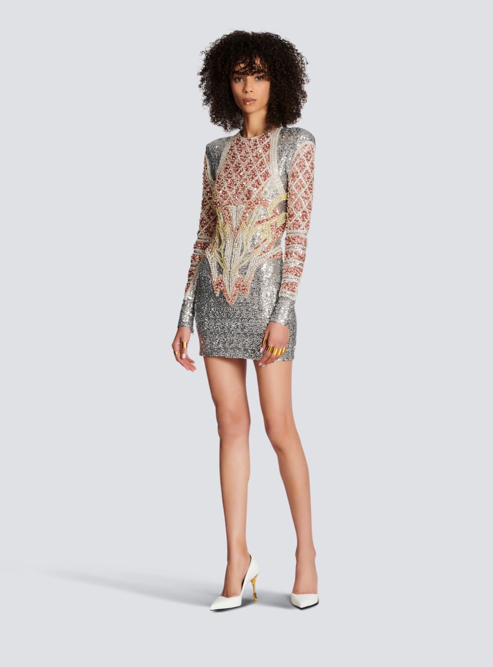 Women's Balmain Short Embroidered Dress Multicolor | USA SezfTklU