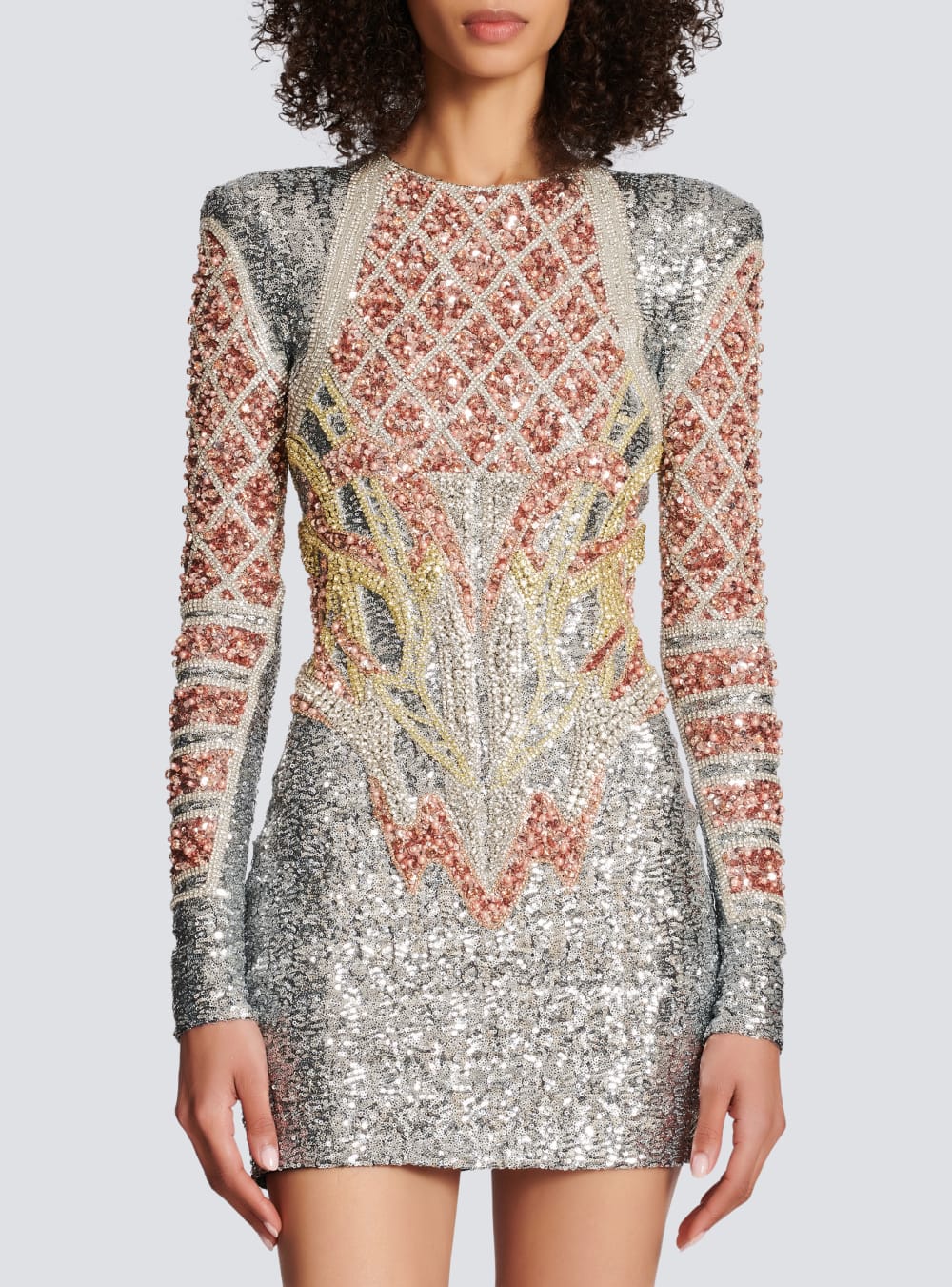 Women's Balmain Short Embroidered Dress Multicolor | USA SezfTklU