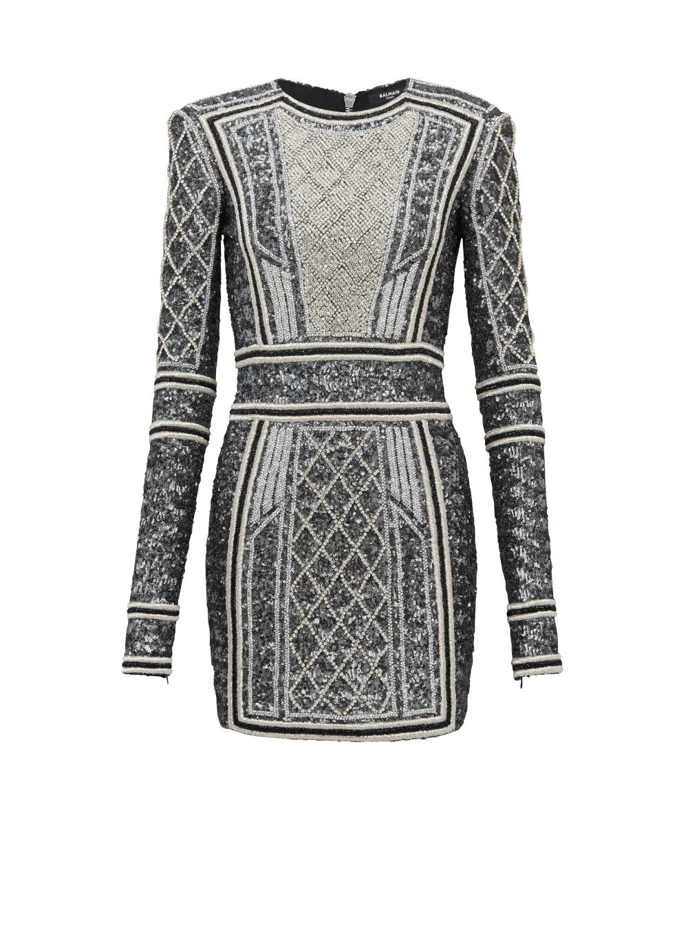 Women\'s Balmain Short Embroidered Dress Grey | USA Uawew3bv