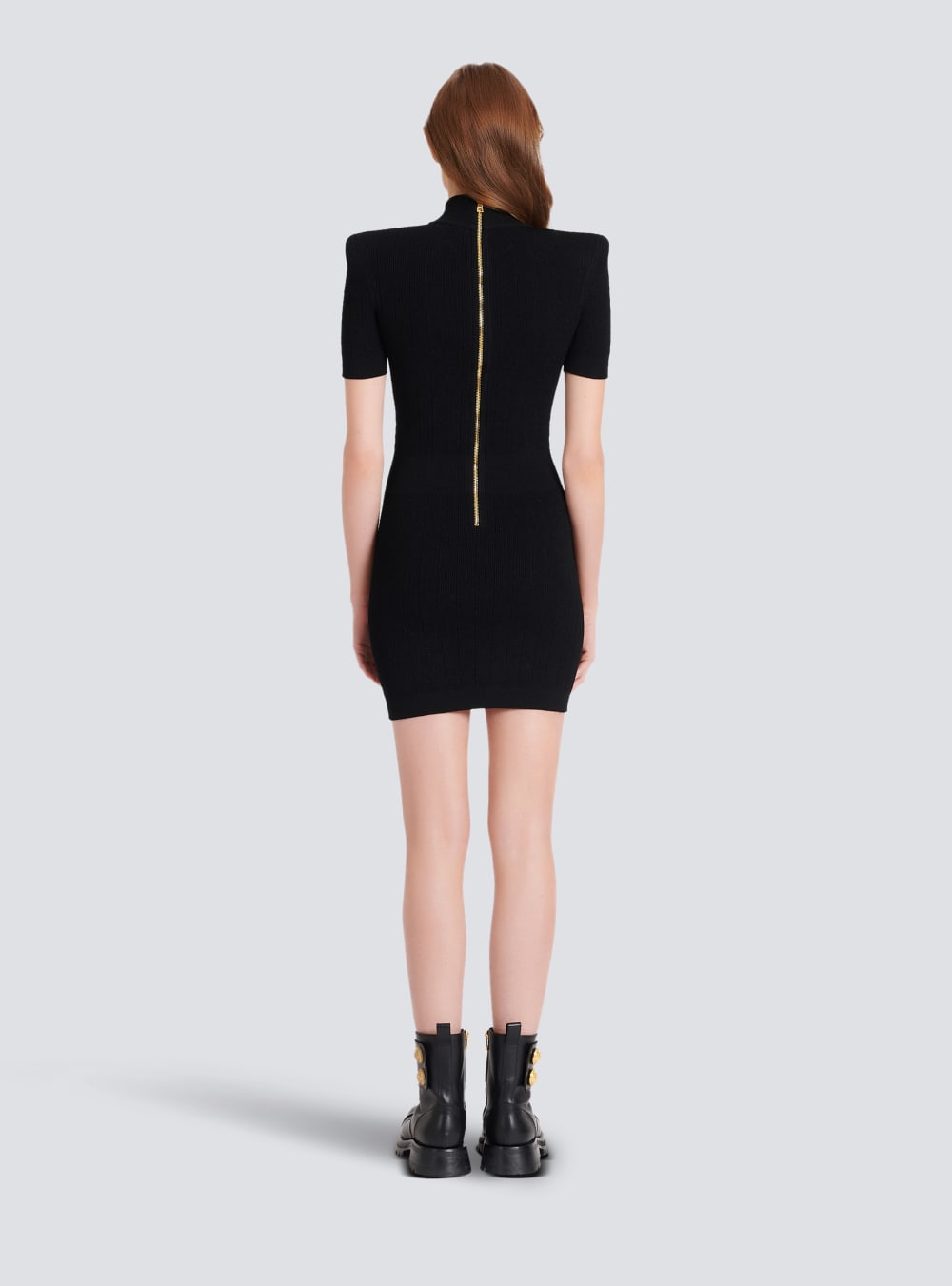 Women's Balmain Short Knit Dress Black | USA 18ptkmbo