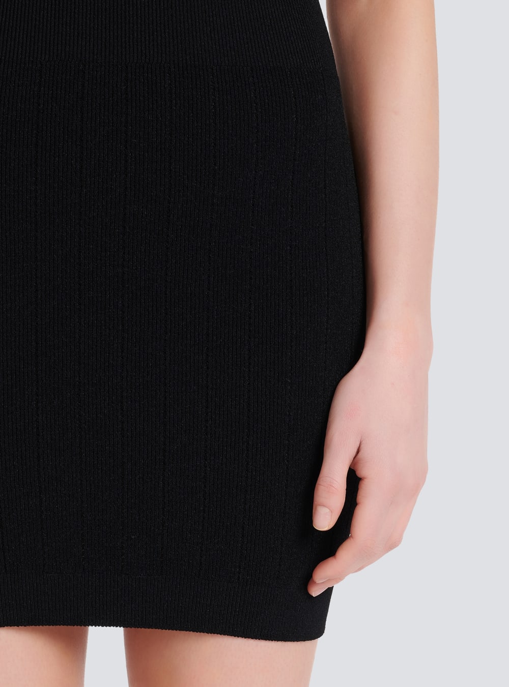 Women's Balmain Short Knit Dress Black | USA 18ptkmbo