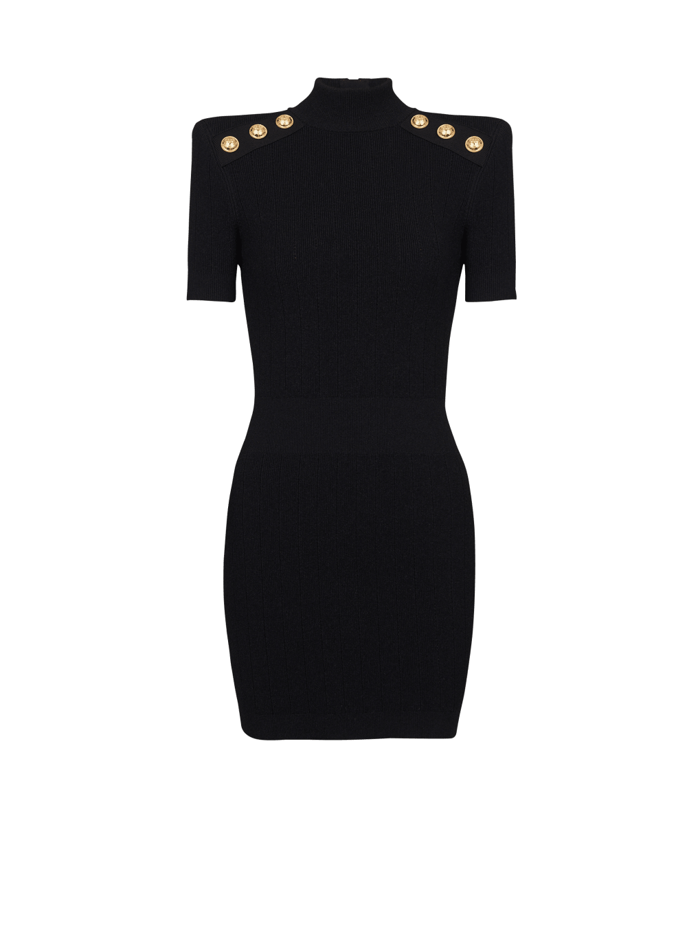 Women\'s Balmain Short Knit Dress Black | USA 18ptkmbo