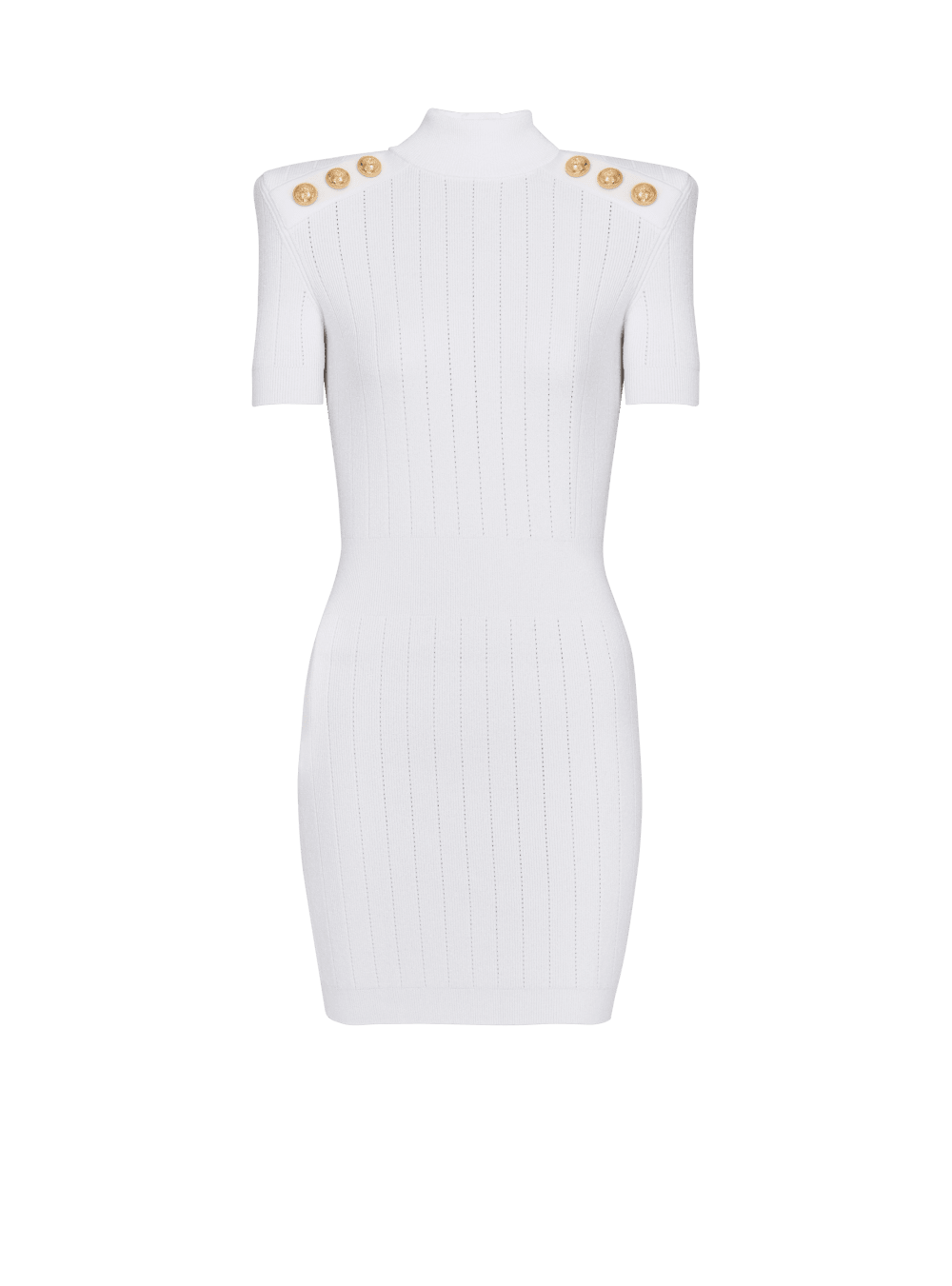 Women\'s Balmain Short Knit Dress White | USA tDYZSUNp