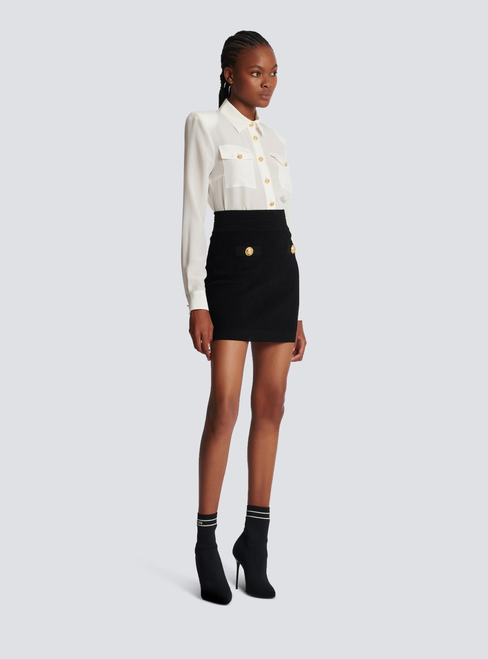 Women's Balmain Short Knit Skirts Black | USA F9sk7gmm