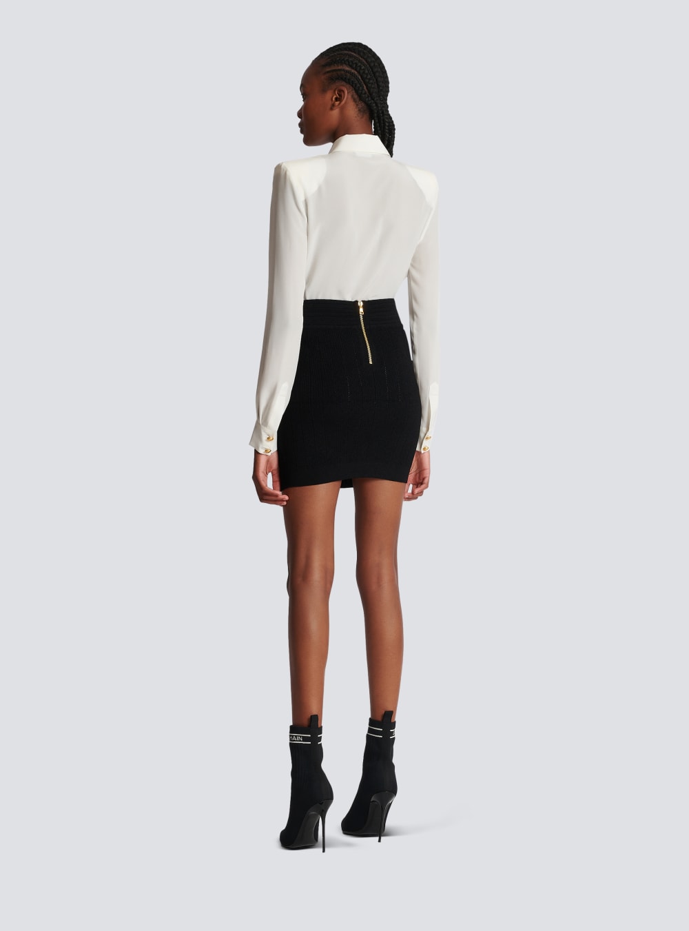 Women's Balmain Short Knit Skirts Black | USA F9sk7gmm