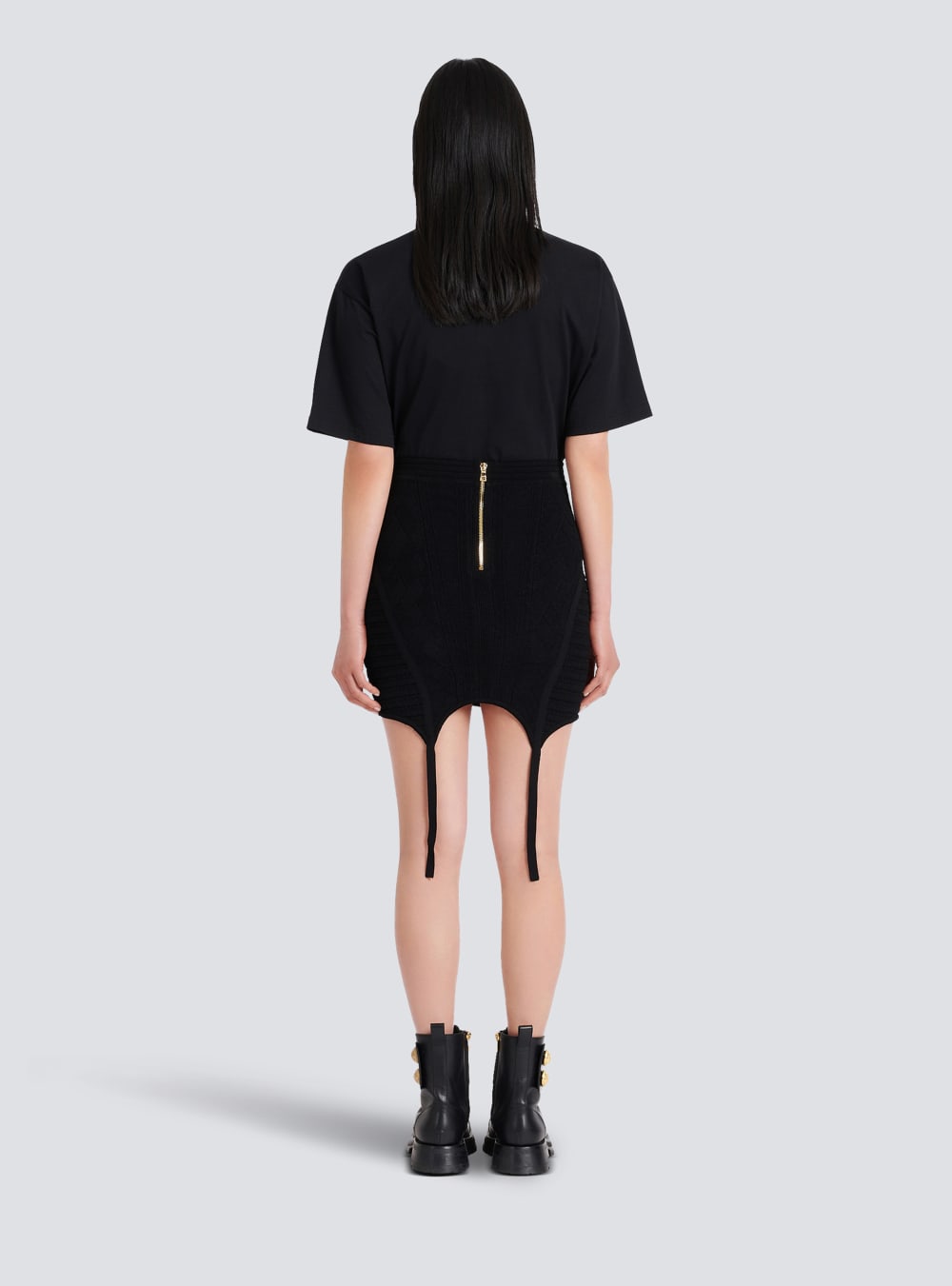 Women's Balmain Short Knit With Garter Skirts Black | USA OgP54IWF